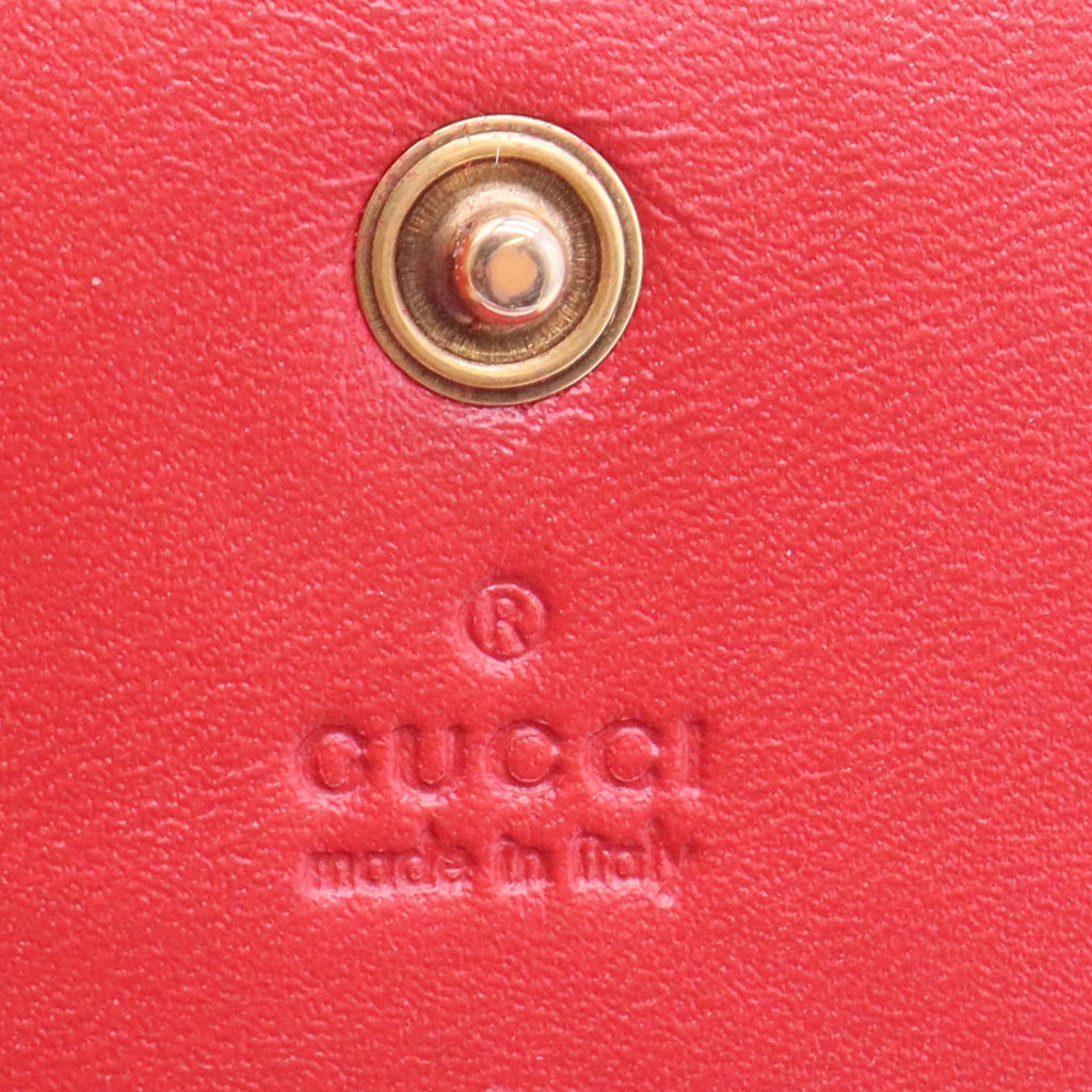 GG Supreme Monogram Cherry Embellished Card Case Wallet Hibiscus Red twins