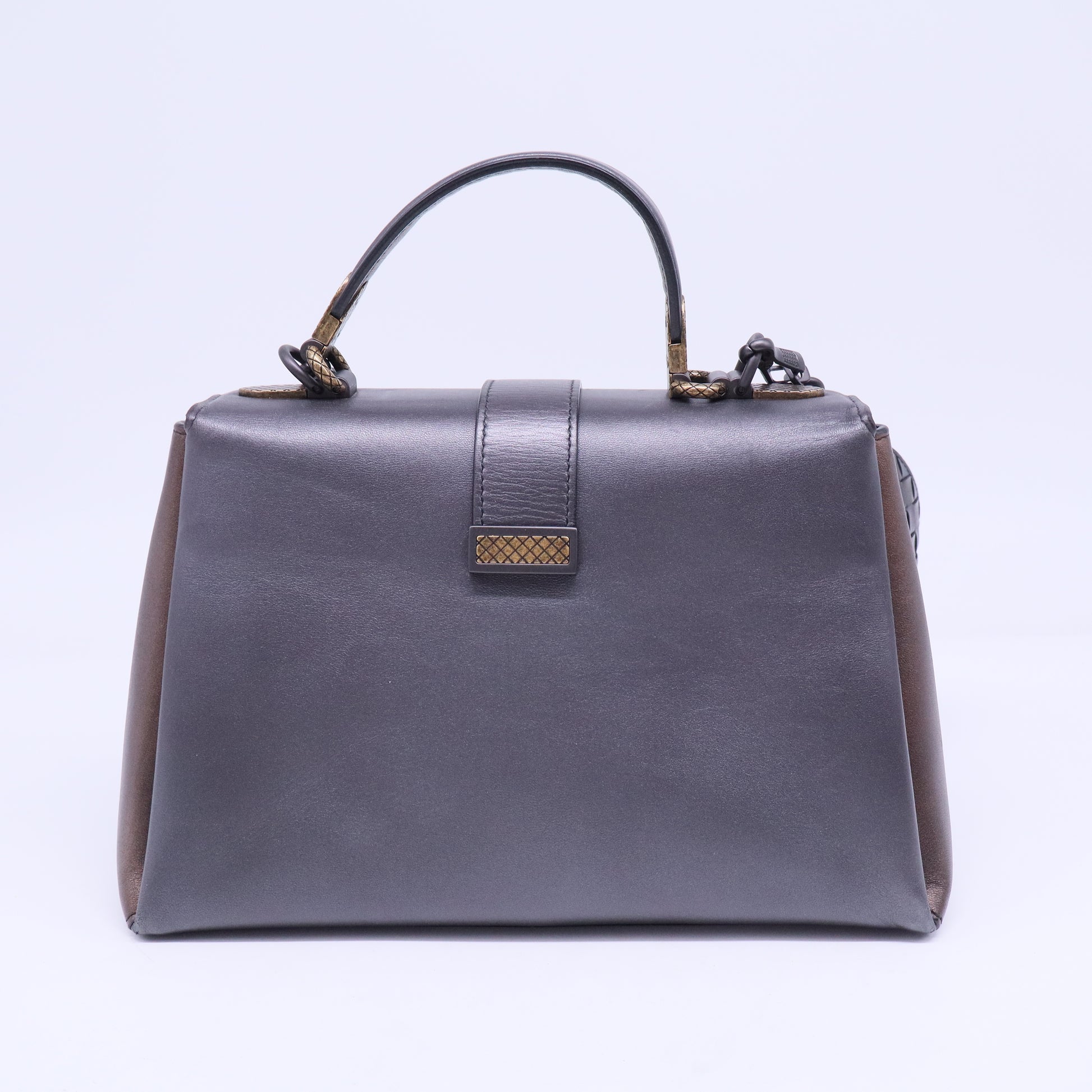 Tri-Color Metallic Leather Small Piazza Bag B20379
