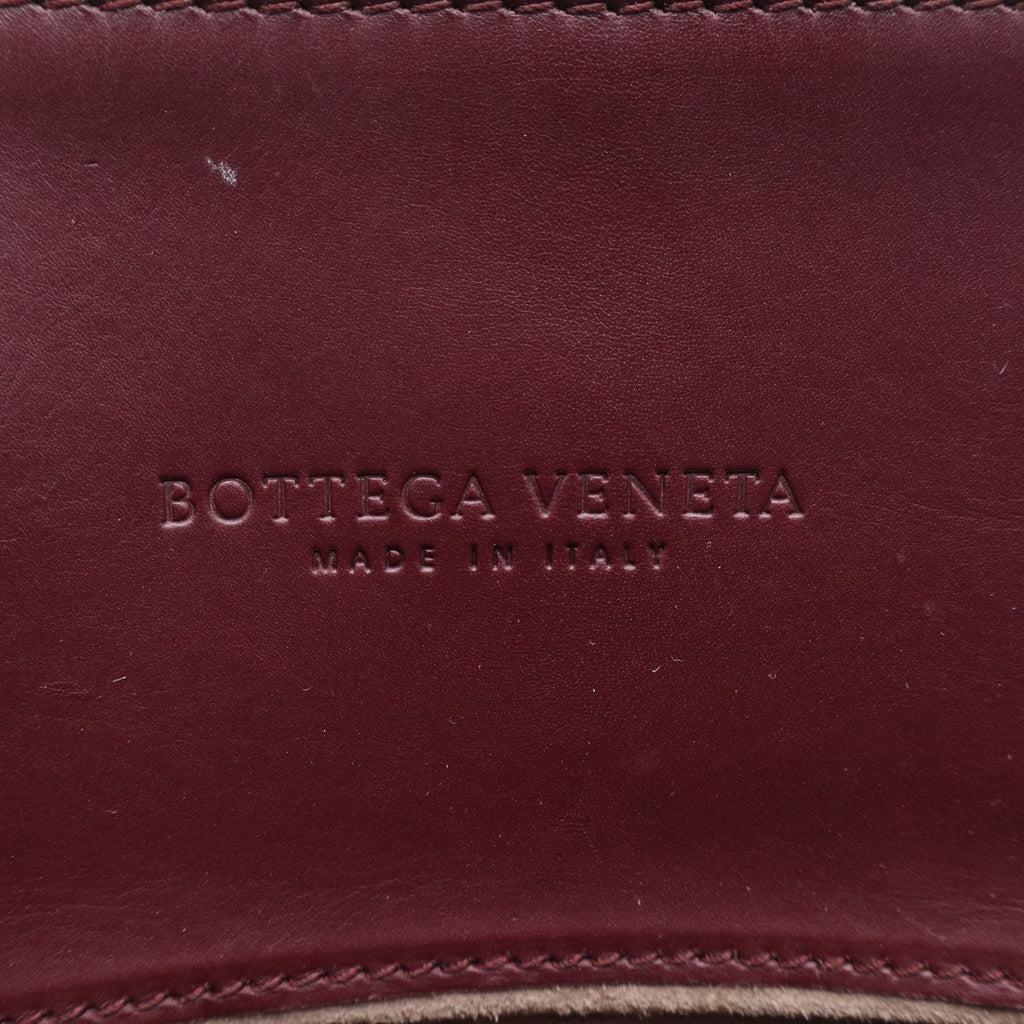 Dark Red Intrecciato Woven Calfskin Leather  Roma Tote Bag twins