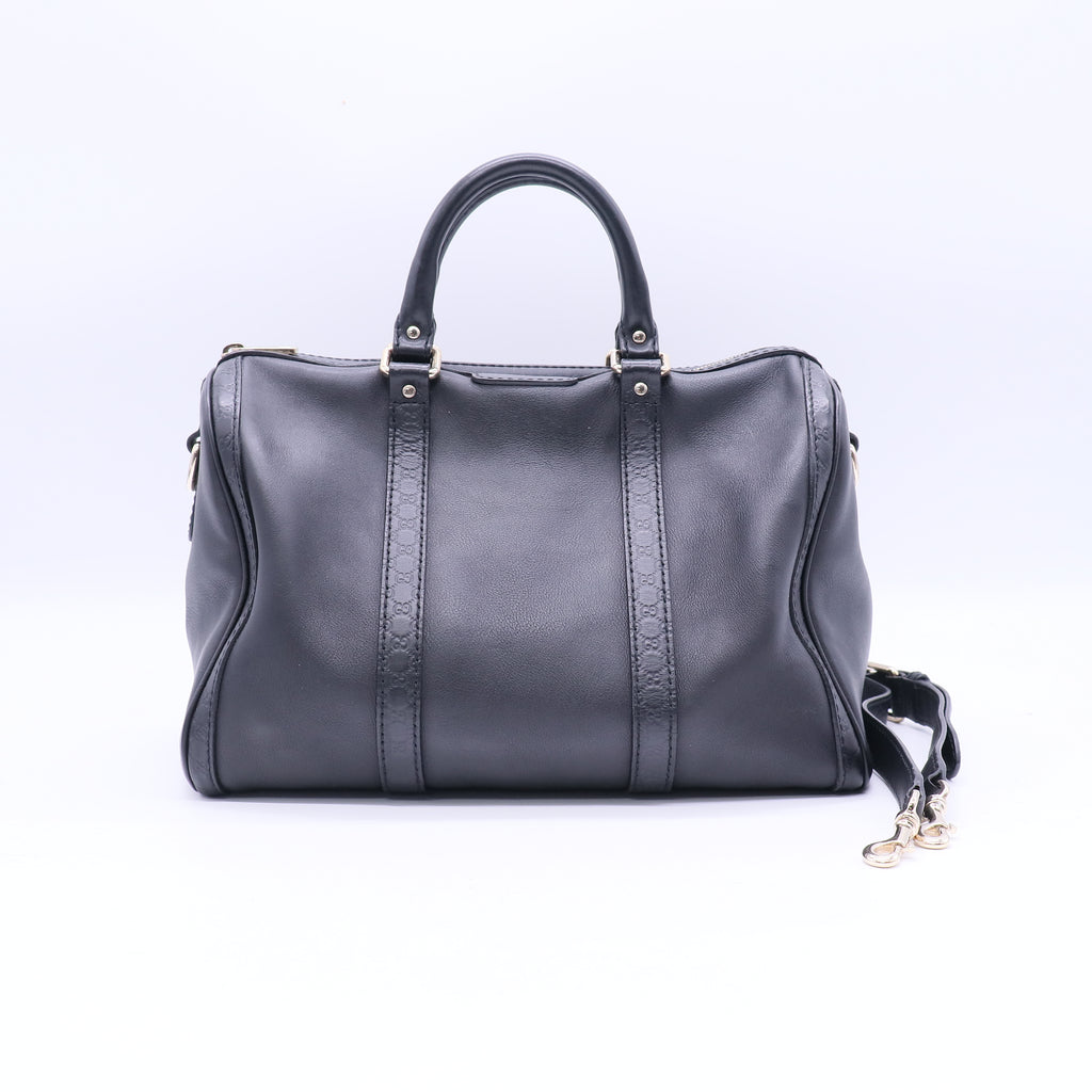 Gucci Black Leather Medium Joy Boston Bag w/Shoulder Strap twins B21033