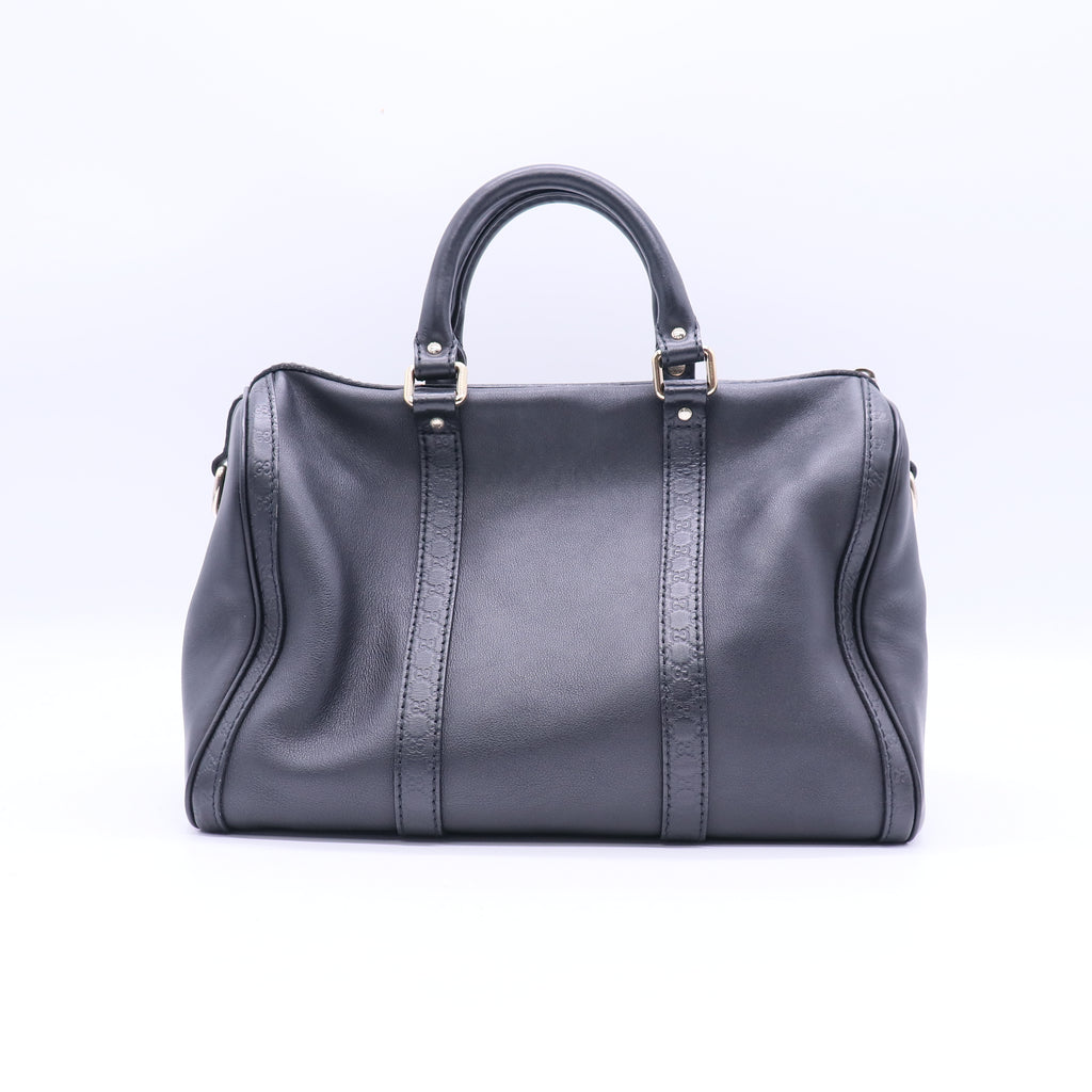 Gucci Black Leather Medium Joy Boston Bag w/Shoulder Strap twins B21033