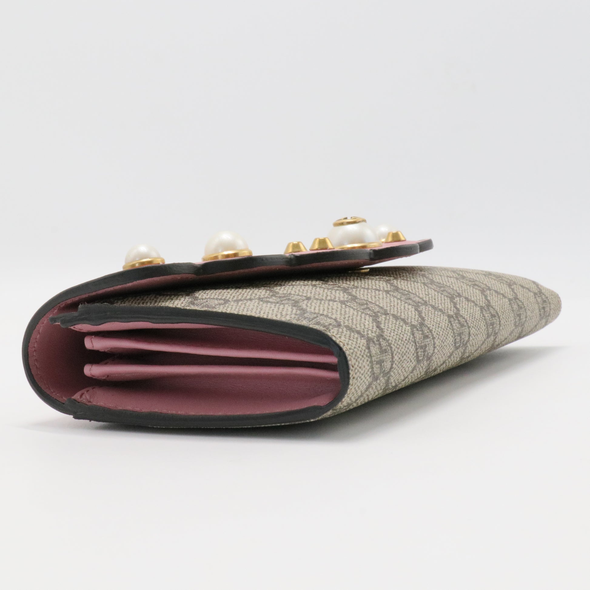 GG Supreme Faux Pearl Wallet long wallets
