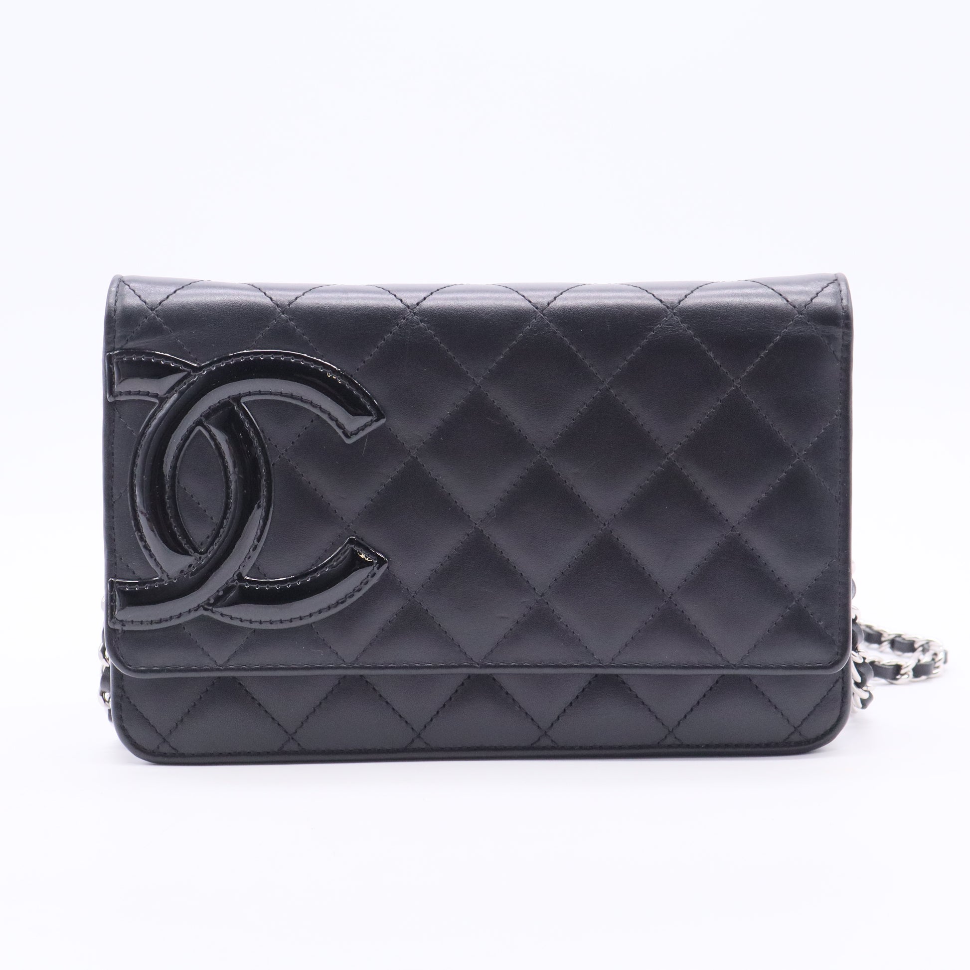 Chanel Cambon Line Lambskin Chain Shoulder Bag Blac
