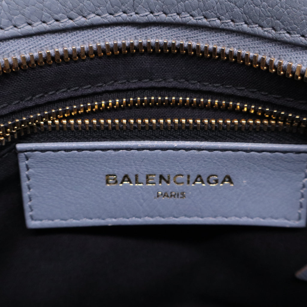 Balenciaga Slate Grey Leather Mini Classic Metallic Edge City Bag B20653