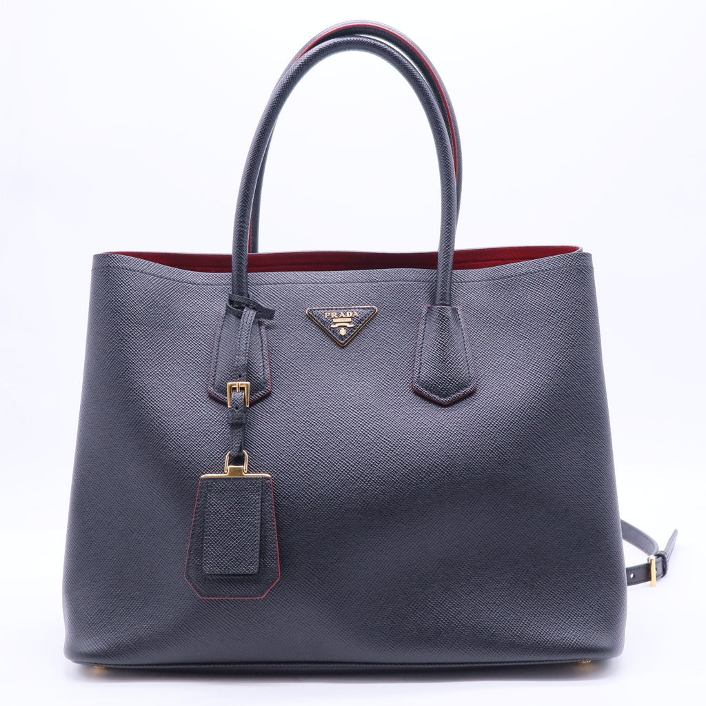 Saffiano Cuir Leather Double Bag Medium