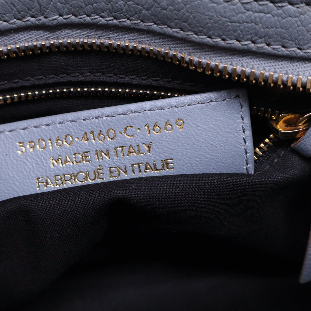 Balenciaga Slate Grey Leather Mini Classic Metallic Edge City Bag B20653