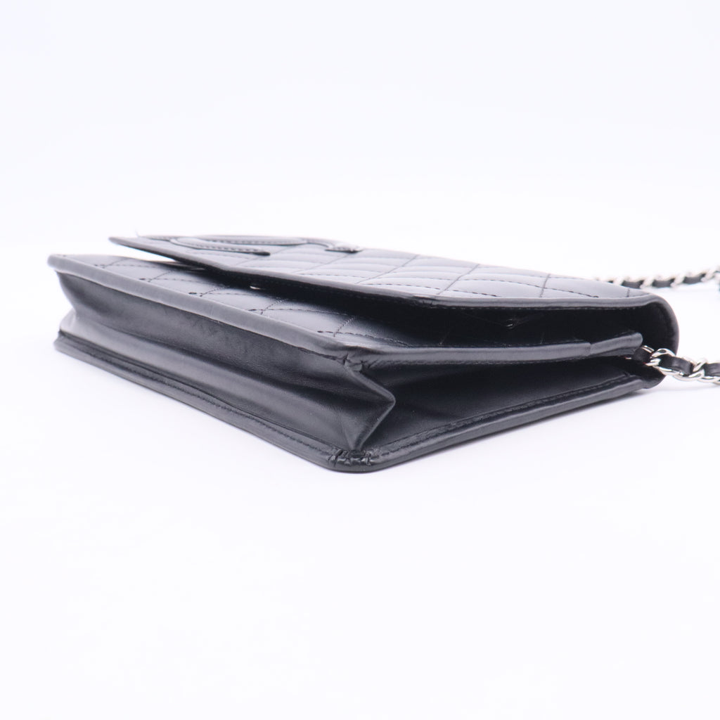 Chanel Cambon Line Lambskin Chain Shoulder Bag Blac