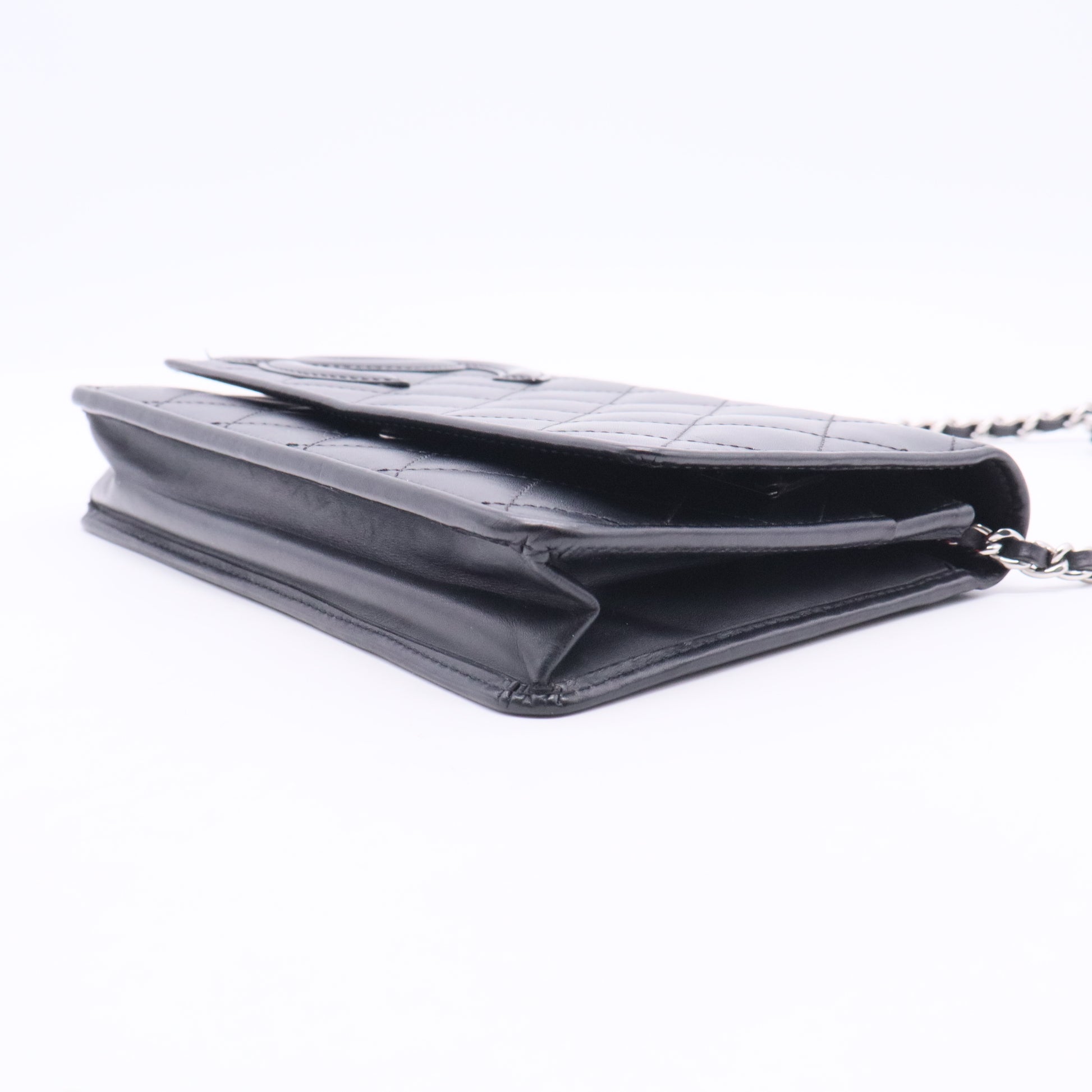 Chanel Cambon Line Lambskin Chain Shoulder Bag Blac