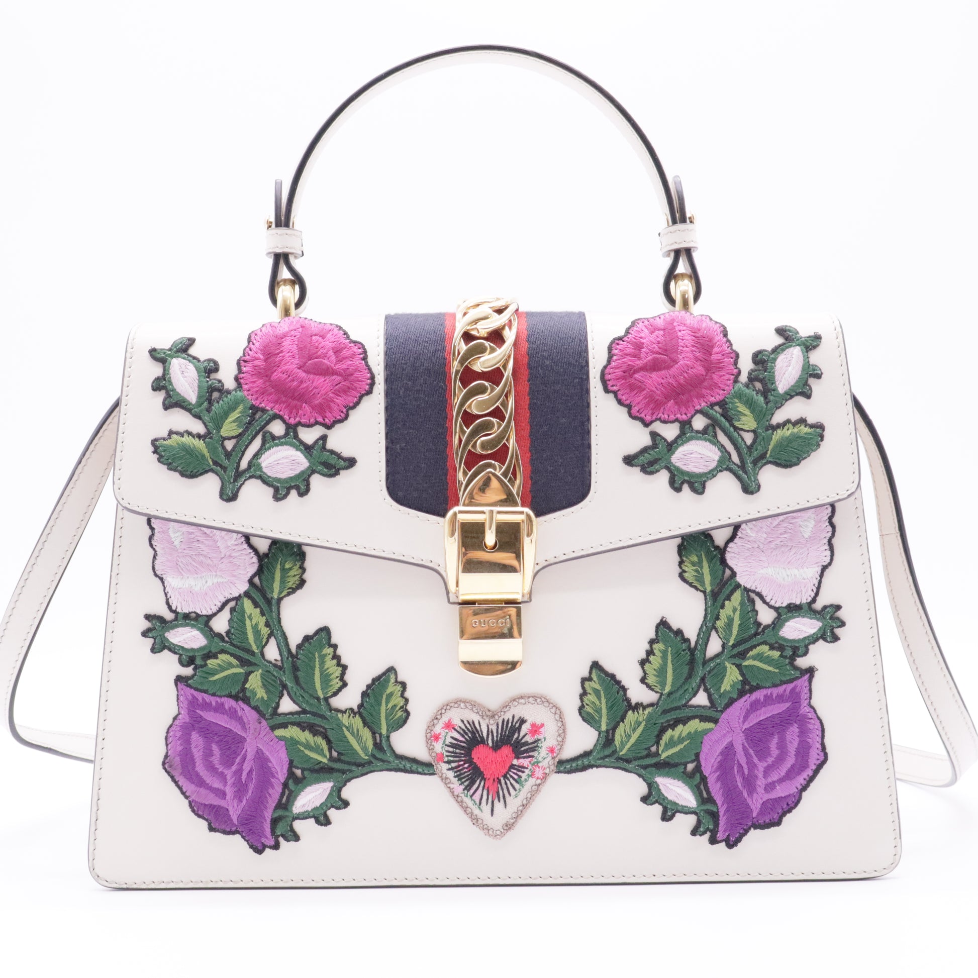 Sylvie Top Handle Bag Embroidered Leather