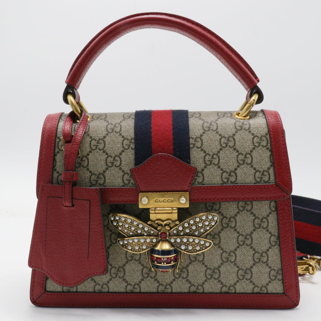 GG Supreme Monogram Small Queen Margaret Top Handle Bag Red