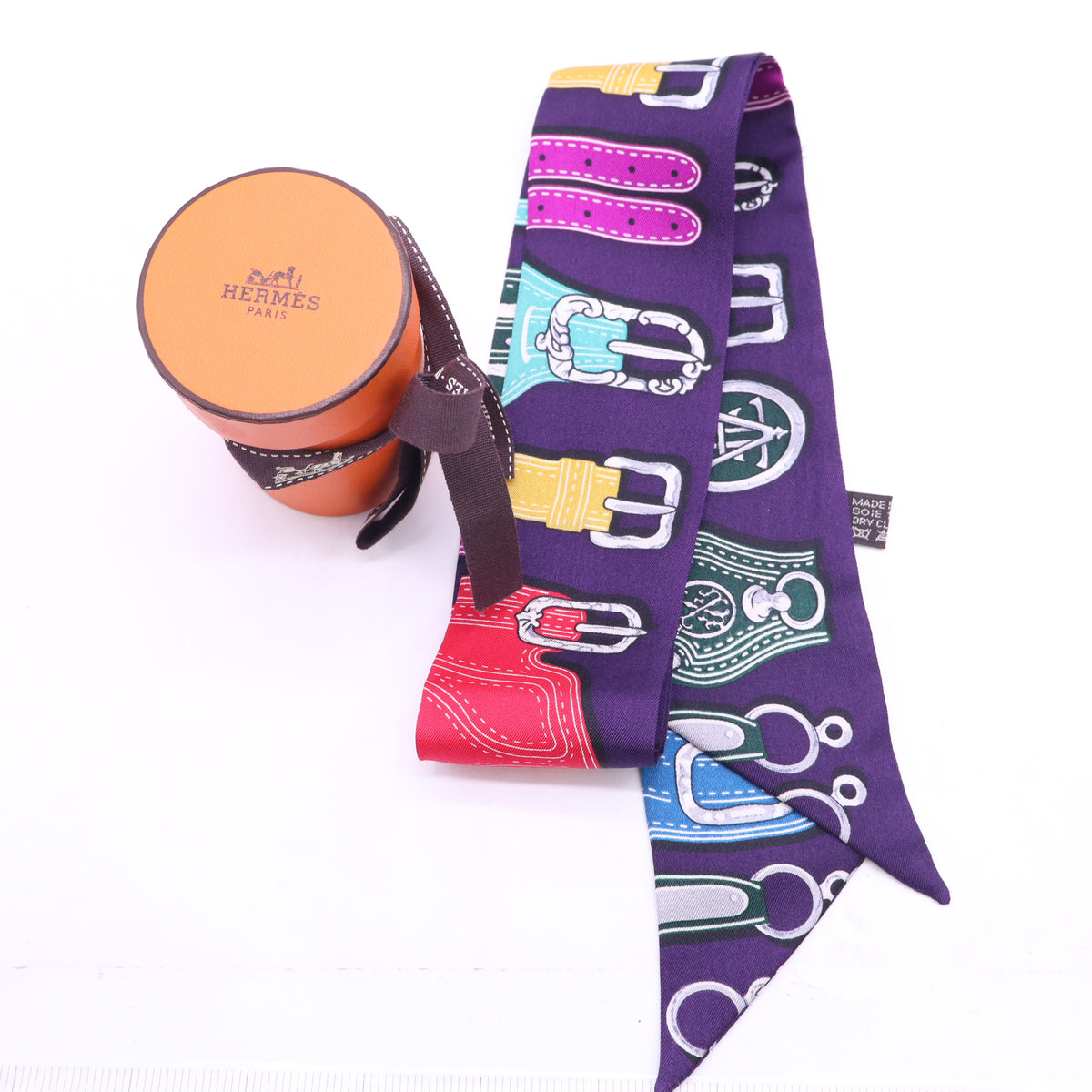 Hermès Tatersale Silk Twilly Scarf w/ Tags Twins W23398