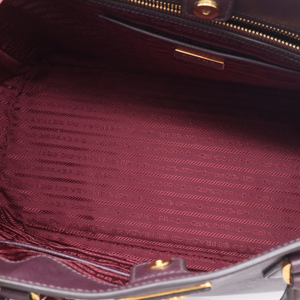 Dark Purple Saffiano Lux Leather Large Tote Bag twins