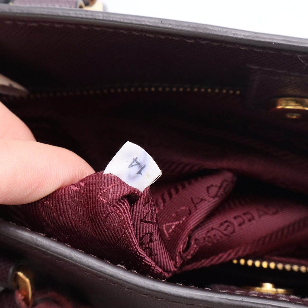 Dark Purple Saffiano Lux Leather Large Tote Bag twins