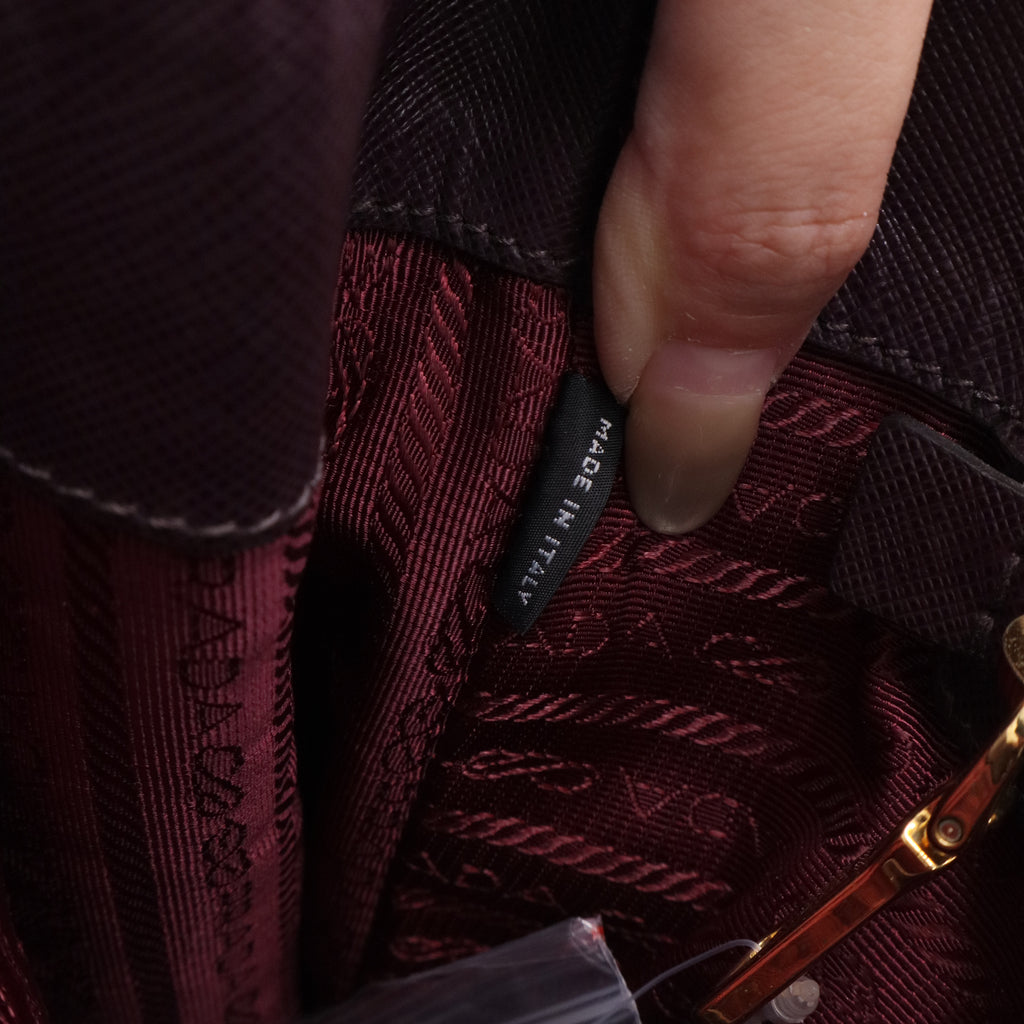 Dark Purple Saffiano Lux Leather Large Tote Bag twins