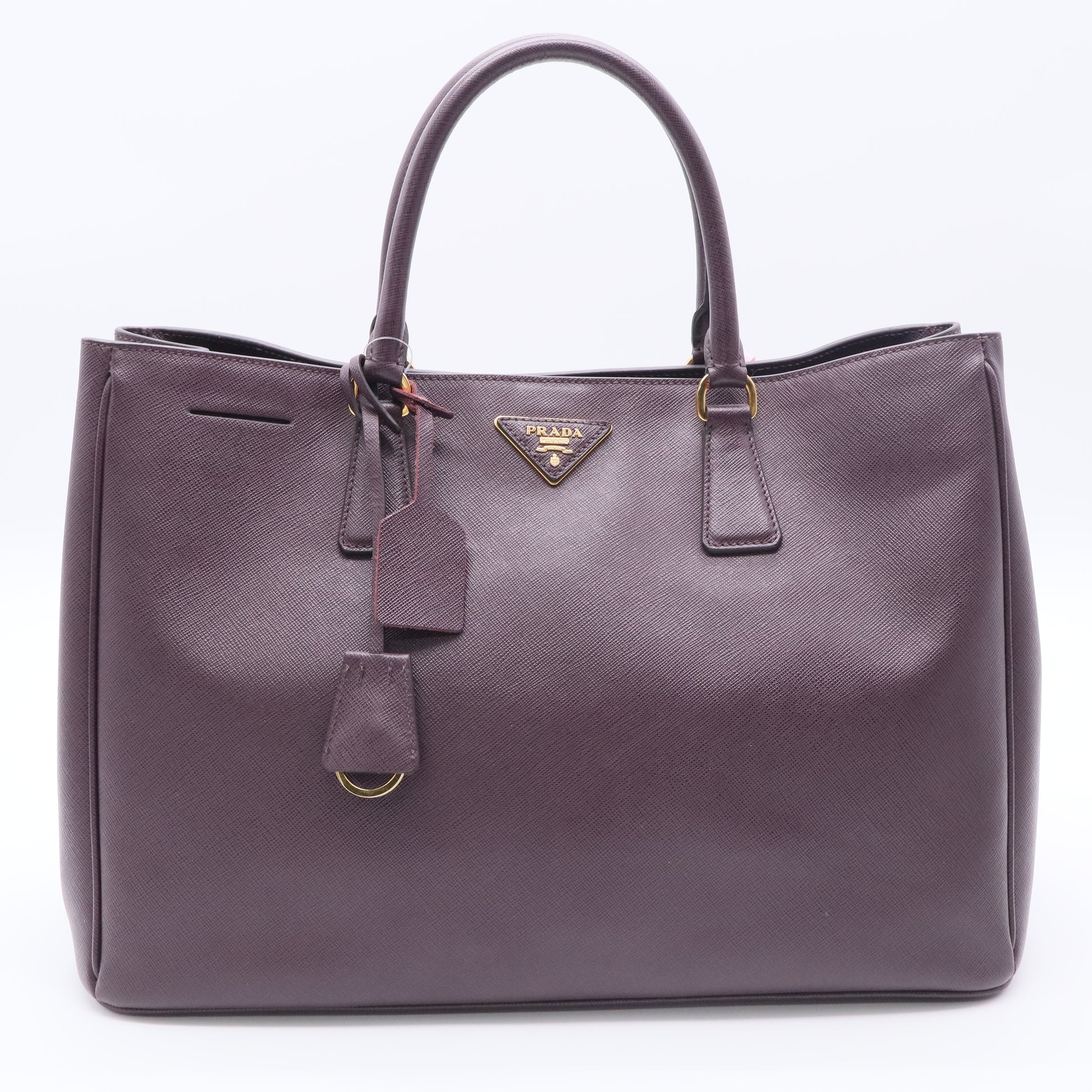 Dark Purple Saffiano Lux Leather Large Tote Bag twins