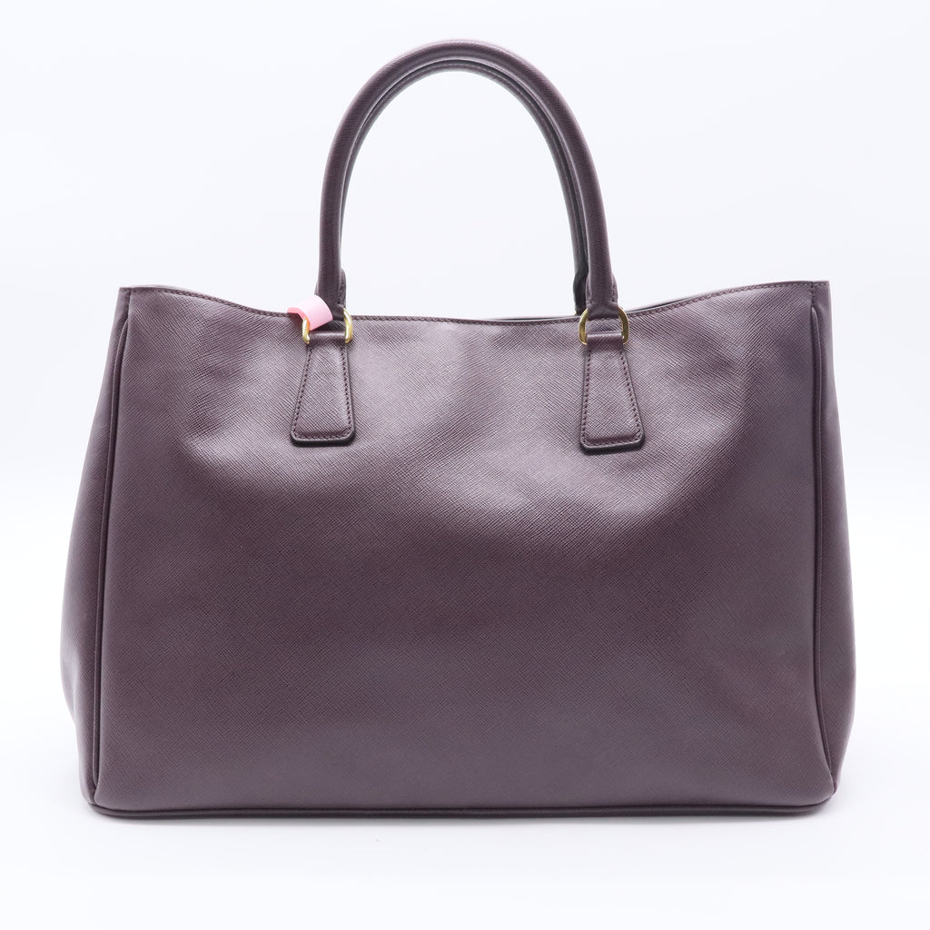 Dark Purple Saffiano Lux Leather Large Tote Bag twins