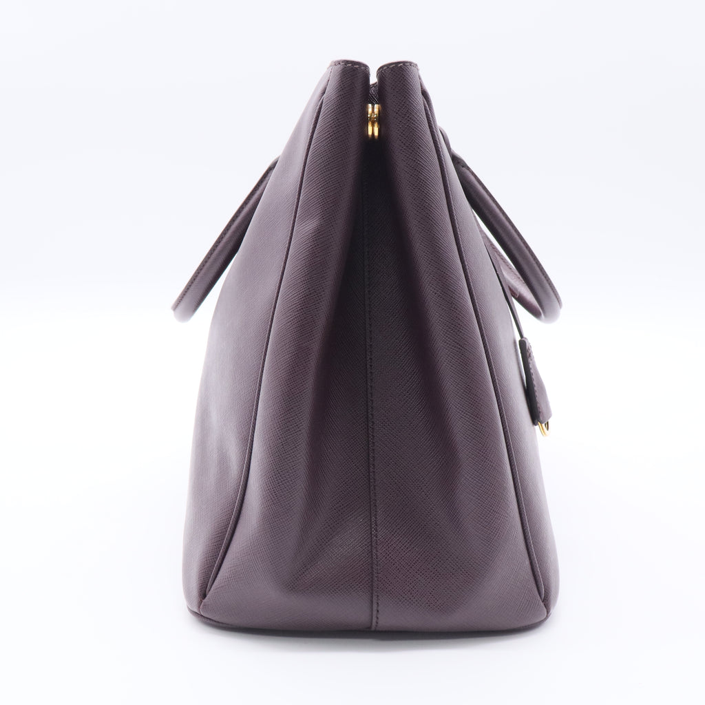 Dark Purple Saffiano Lux Leather Large Tote Bag twins