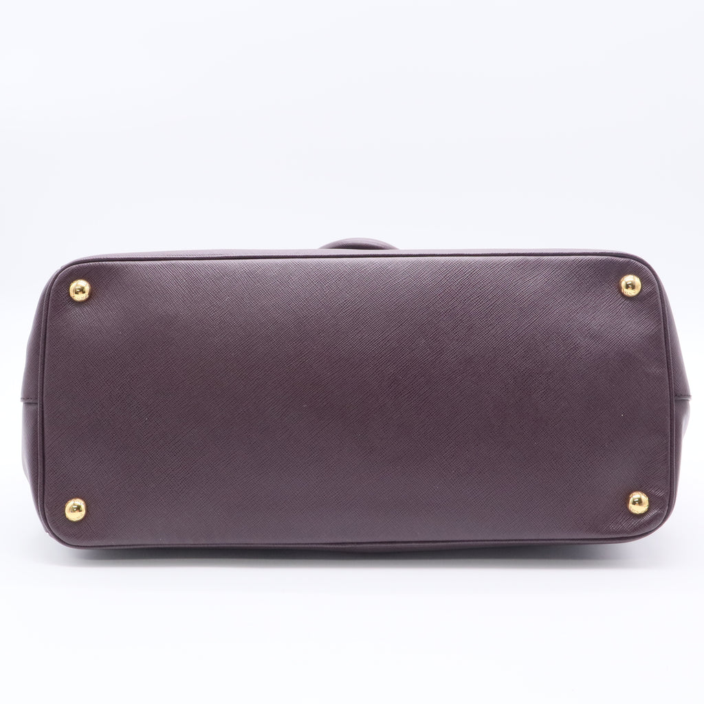 Dark Purple Saffiano Lux Leather Large Tote Bag twins