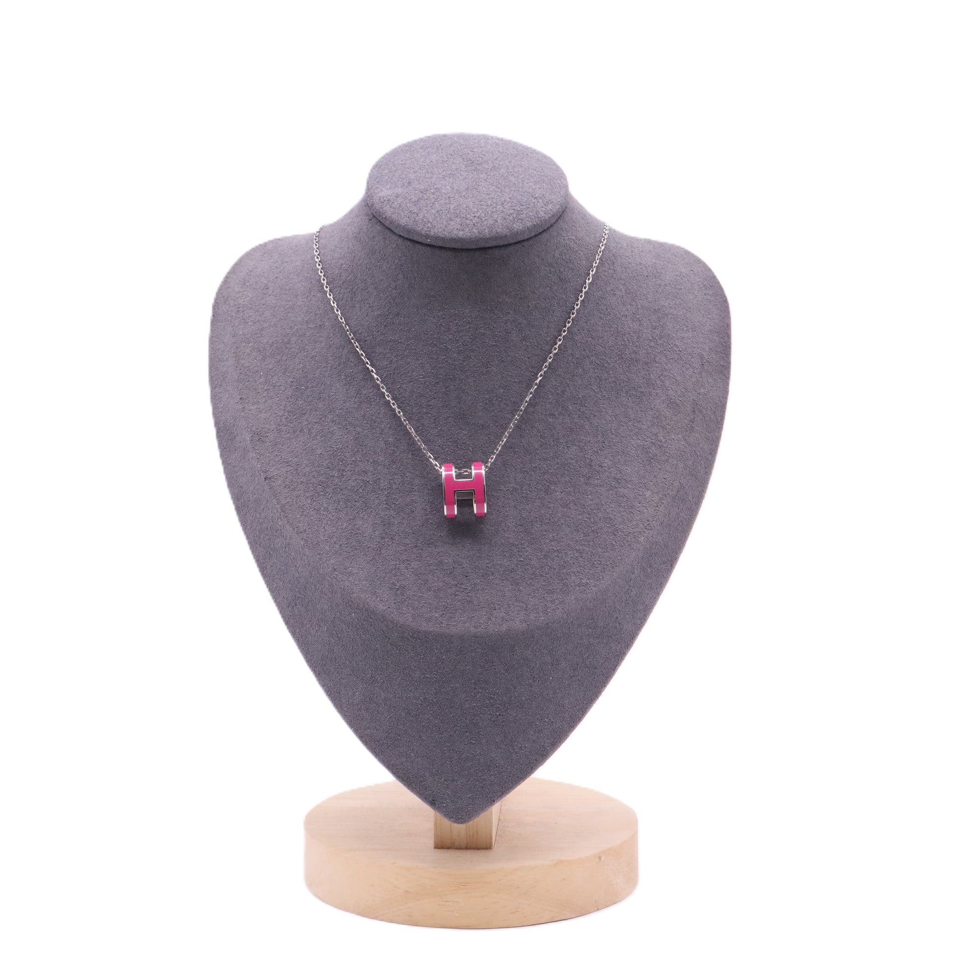 Pop H Pendant Chain Necklace Metal and Enamel Mini