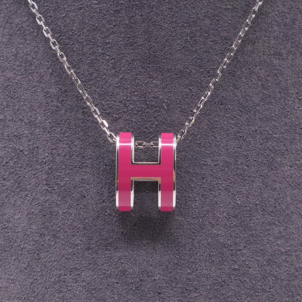 Pop H Pendant Chain Necklace Metal and Enamel Mini