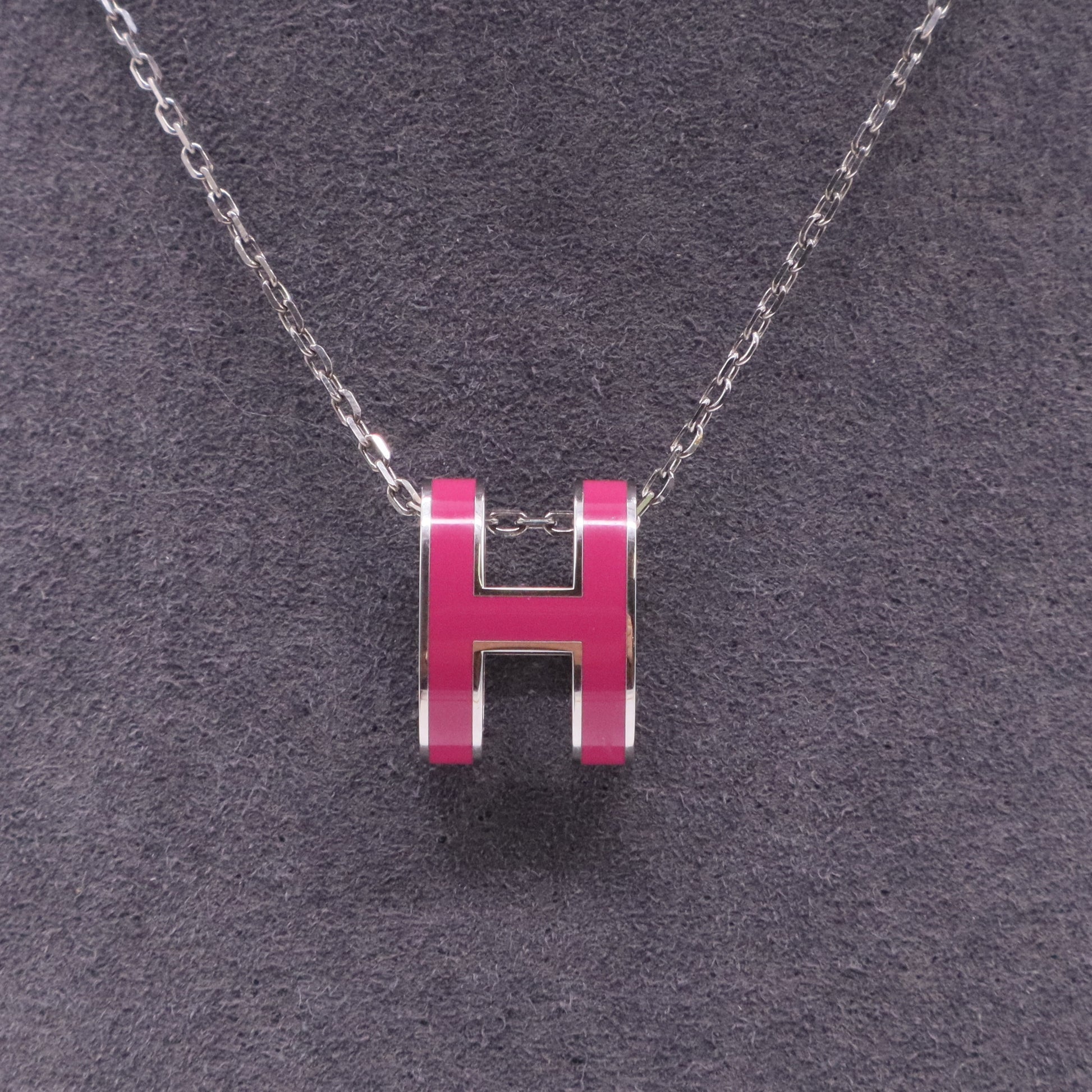 Pop H Pendant Chain Necklace Metal and Enamel Mini