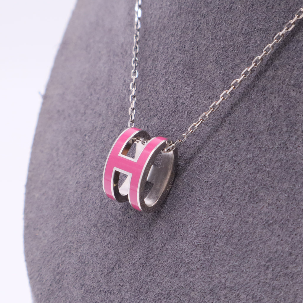 Pop H Pendant Chain Necklace Metal and Enamel Mini