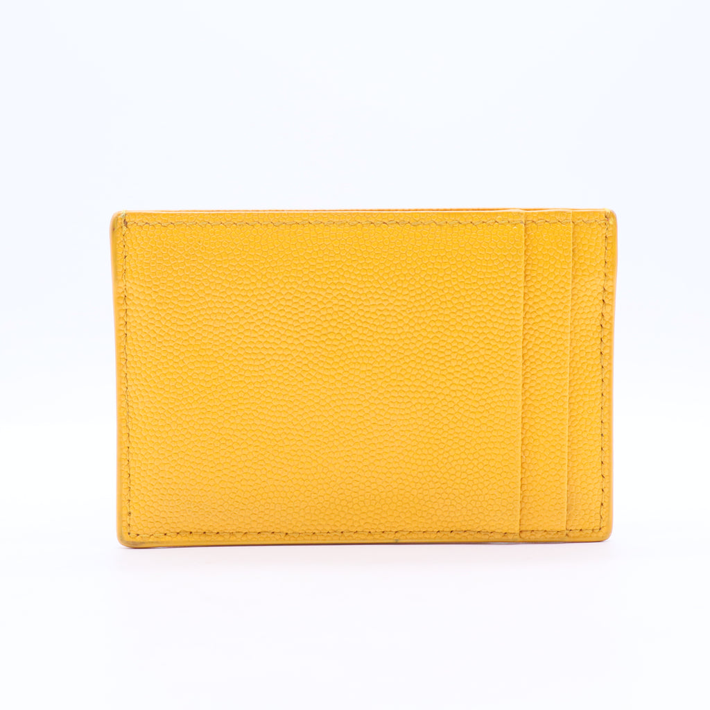 aint Laurent Uptown Yellow Grain Leather Card Holder