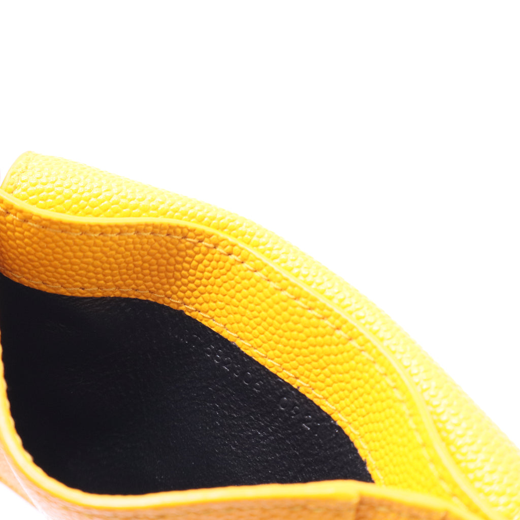 aint Laurent Uptown Yellow Grain Leather Card Holder