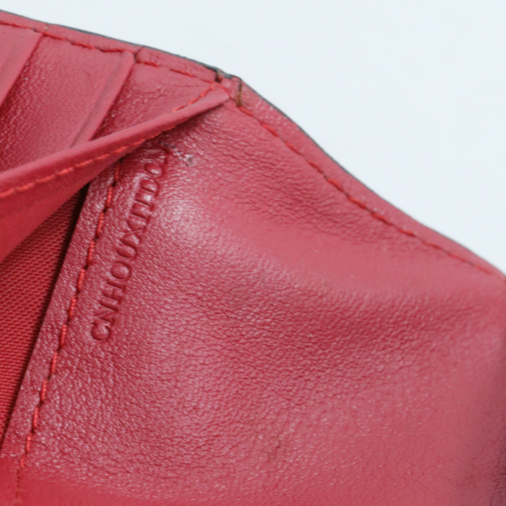 Patent Leather and Check Canvas Wallet Red