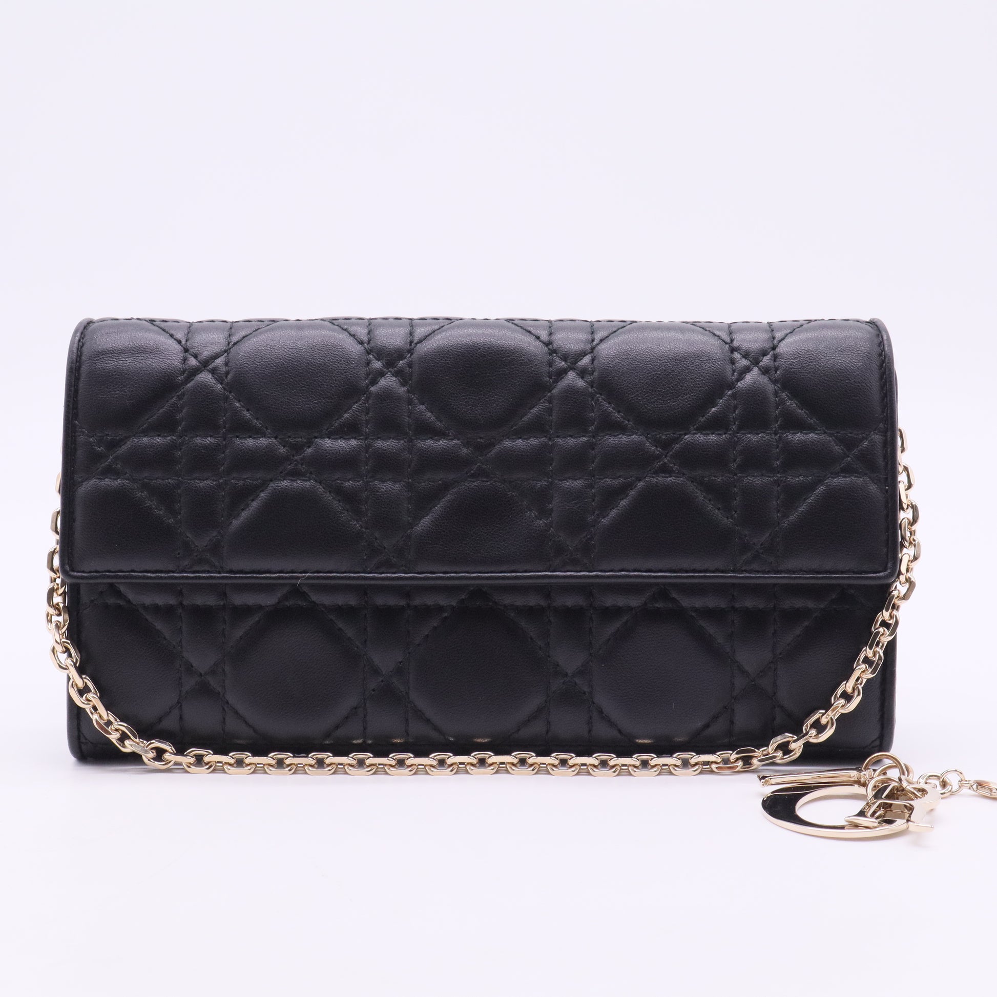 Christian Dior Cannage Lady Dior Wallet On Chain twins