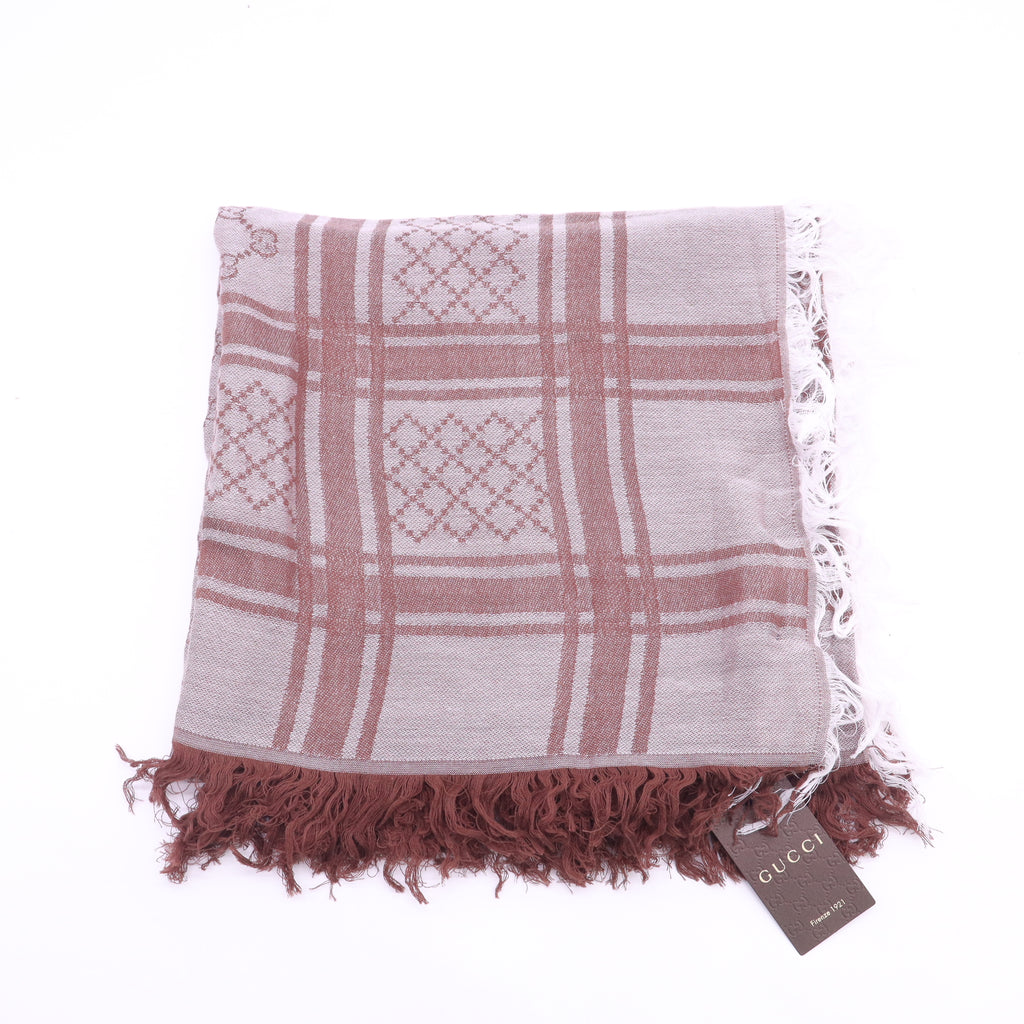 Gucci GG Survive Wool and Silk Plaid Shawl Scarf W23403