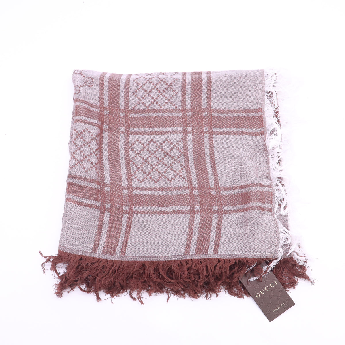 Gucci GG Survive Wool and Silk Plaid Shawl Scarf W23403
