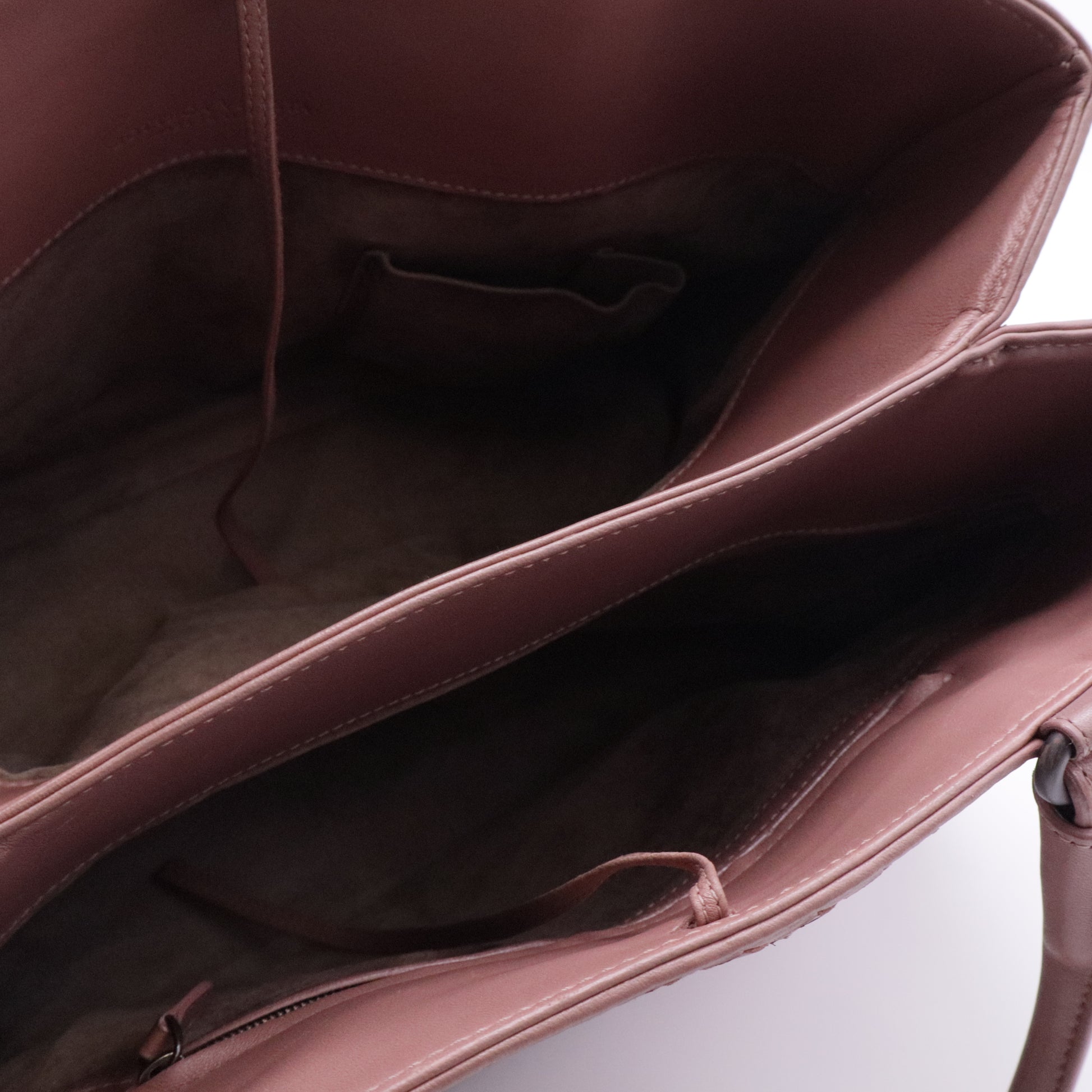 Nappa Intrecciato Medium Top Handle Tote Flamingo