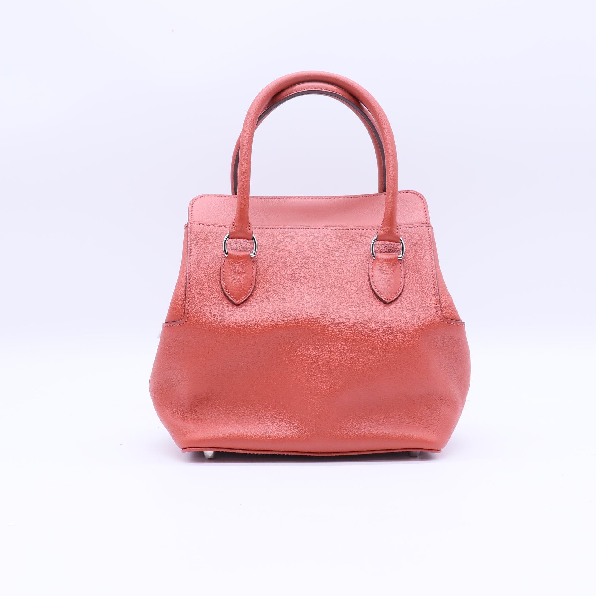 Hermes 26cm Brique Evercolor Leather Palladium Plated Toolbox Bag B20440