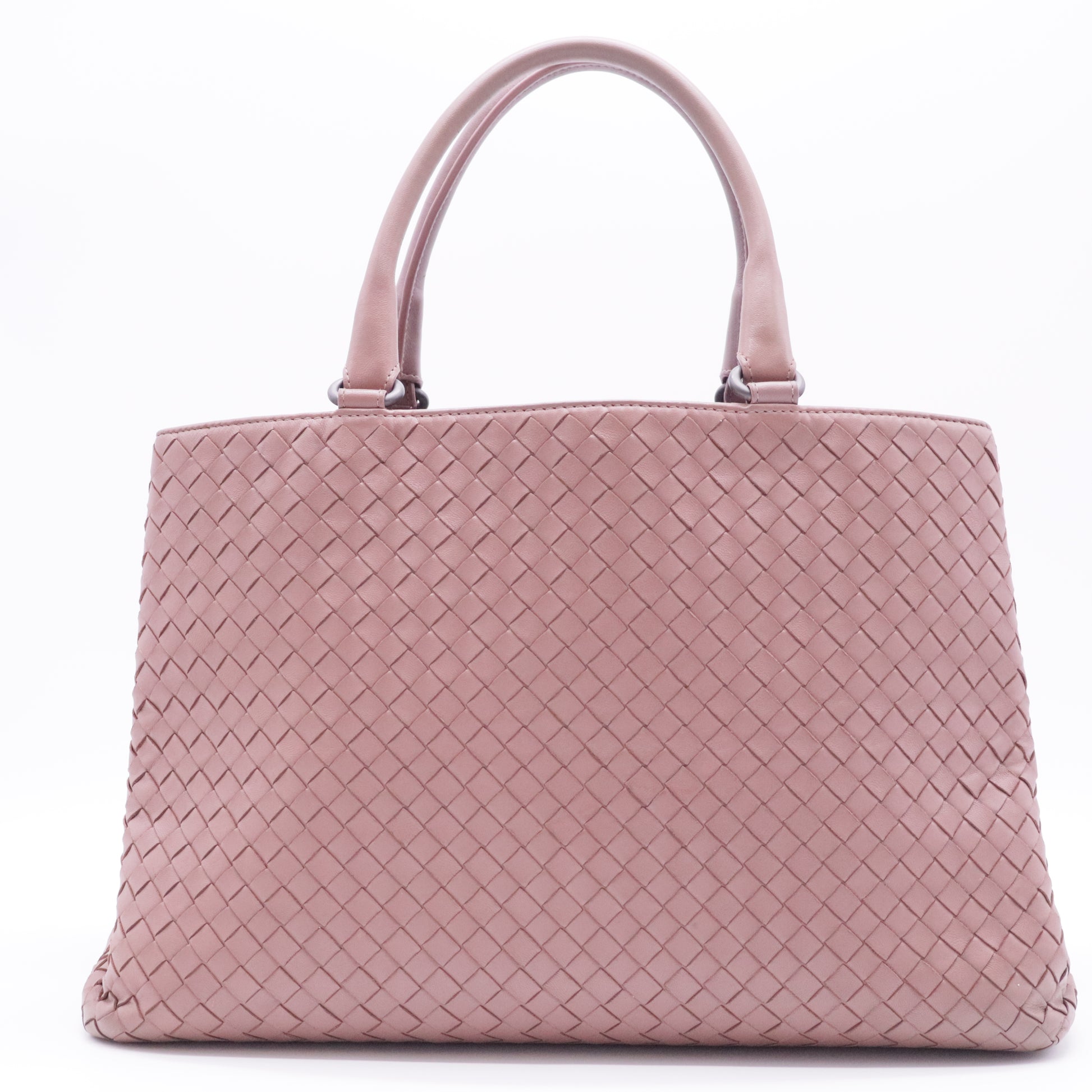 Nappa Intrecciato Medium Top Handle Tote Flamingo