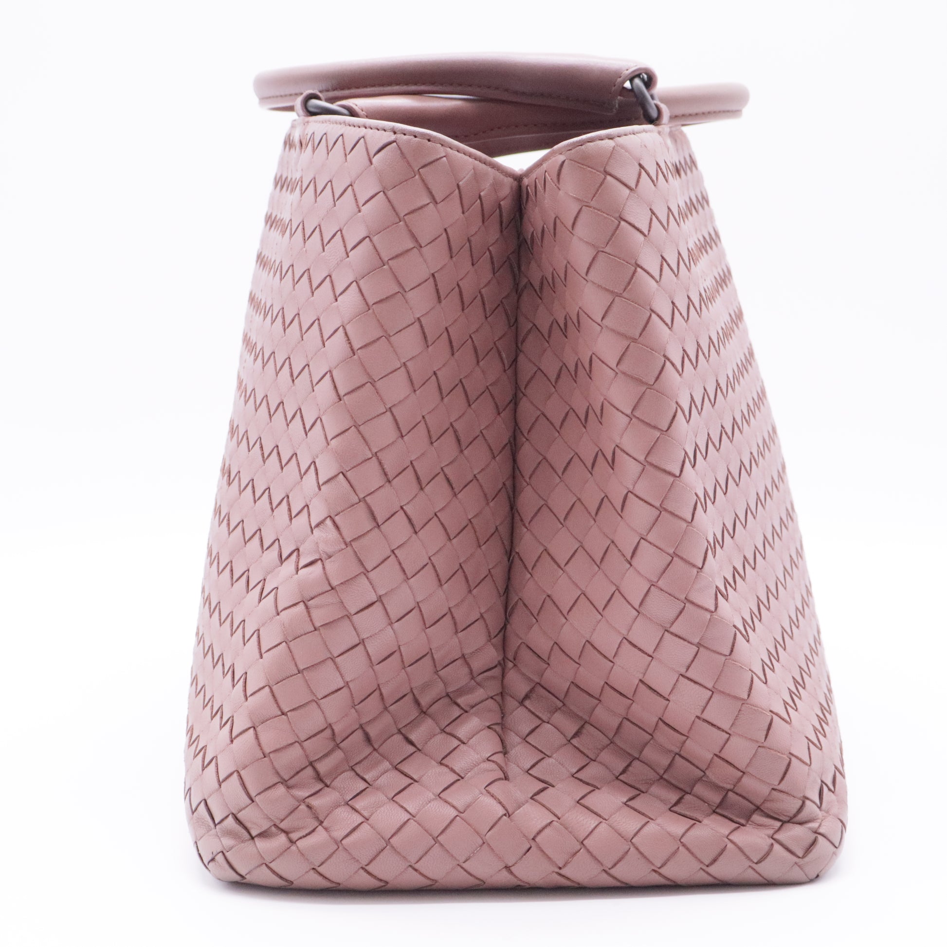 Nappa Intrecciato Medium Top Handle Tote Flamingo