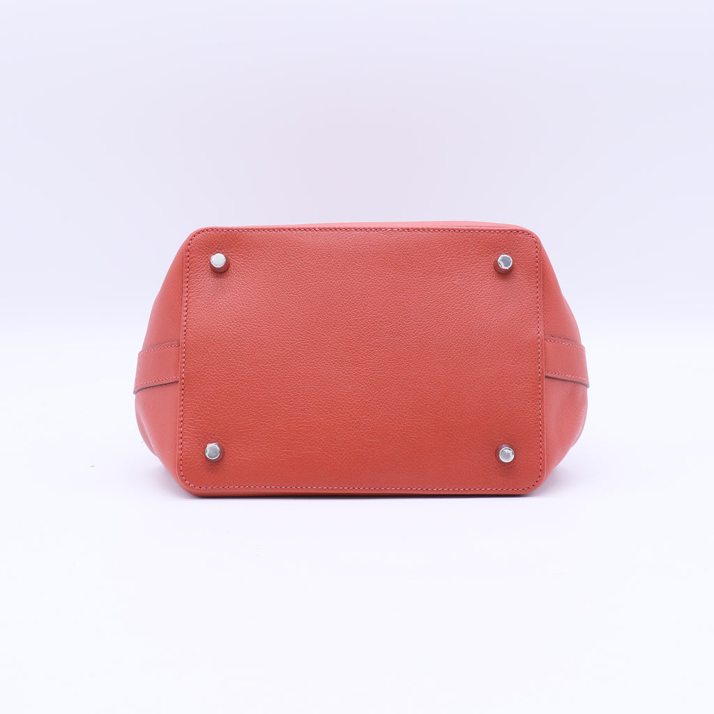 Hermes 26cm Brique Evercolor Leather Palladium Plated Toolbox Bag B20440