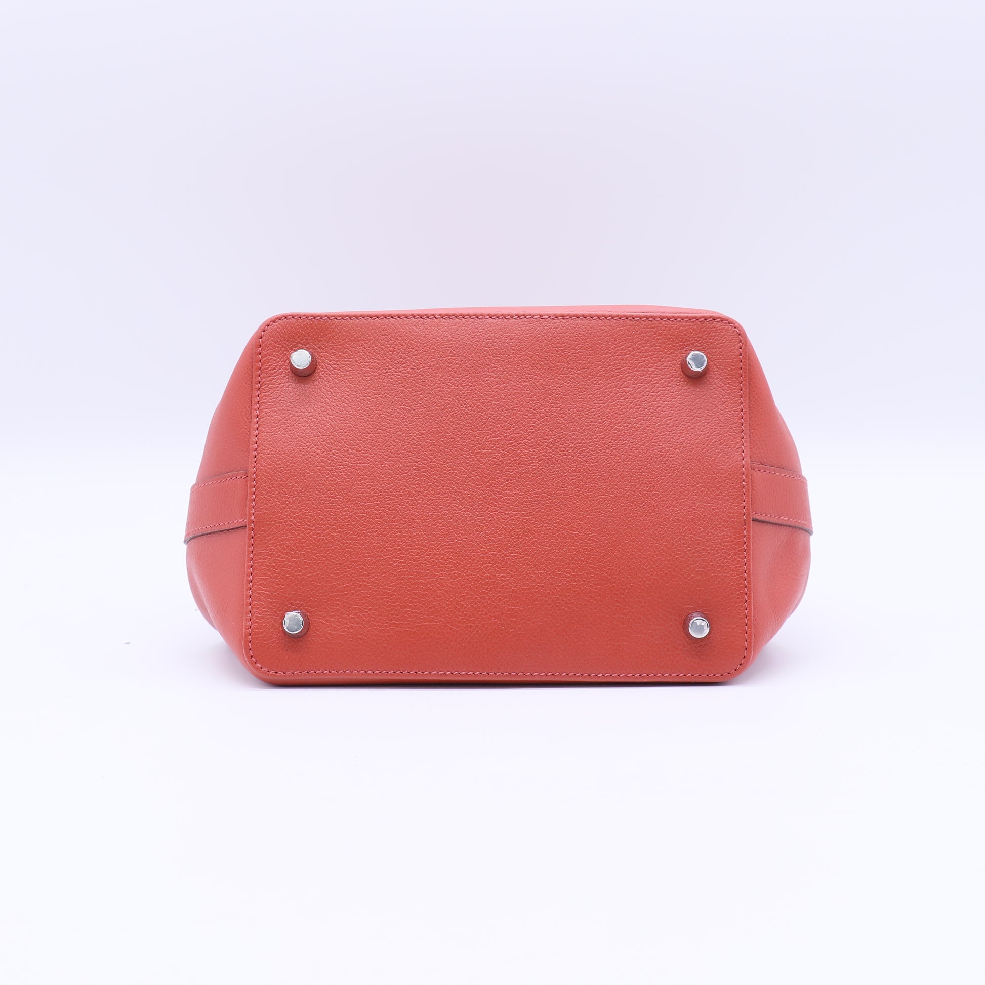 Hermes 26cm Brique Evercolor Leather Palladium Plated Toolbox Bag B20440