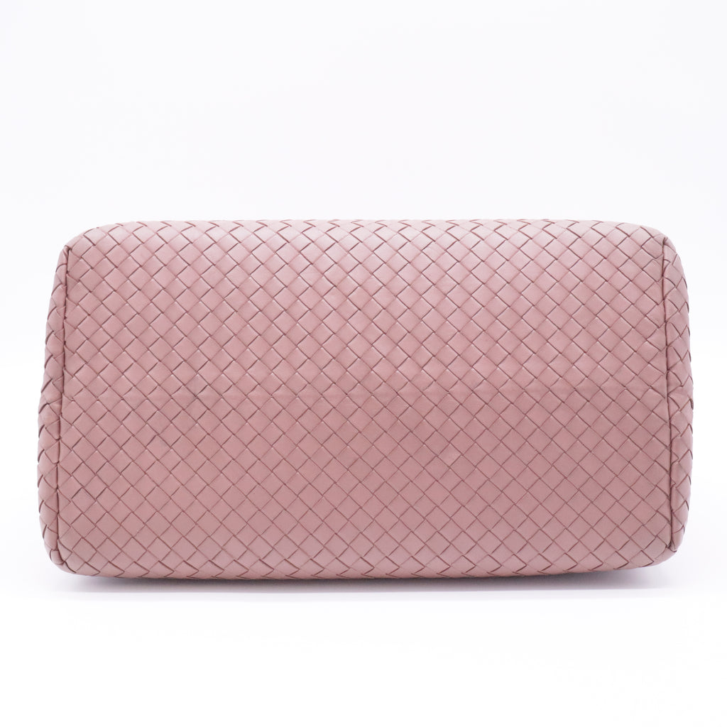 Nappa Intrecciato Medium Top Handle Tote Flamingo