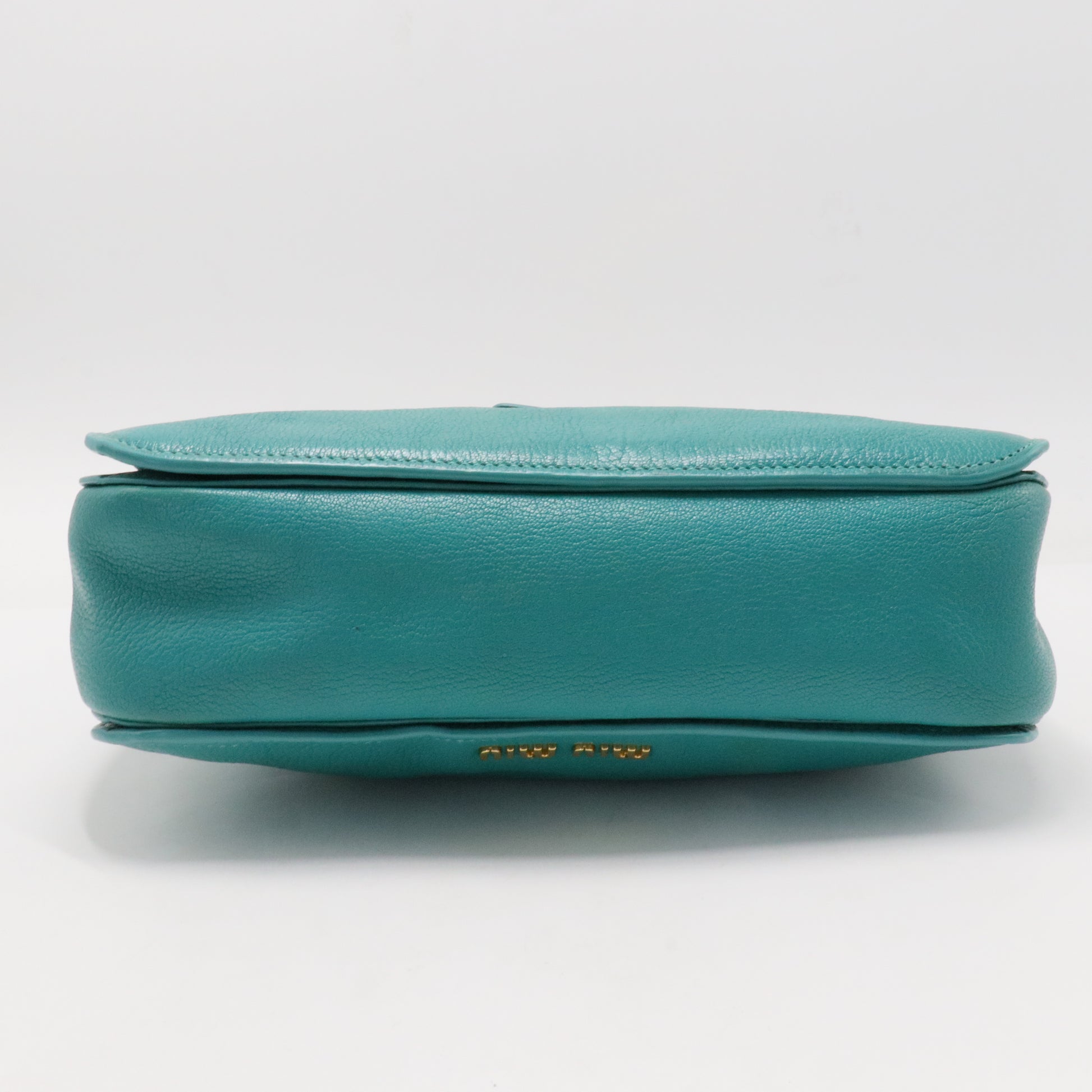 Miu Miu Blue Leather Madras Top Handle Bag