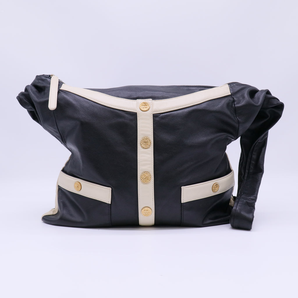 Chanel Lambskin Large Girl Bag Black Beige twins LDJ4645