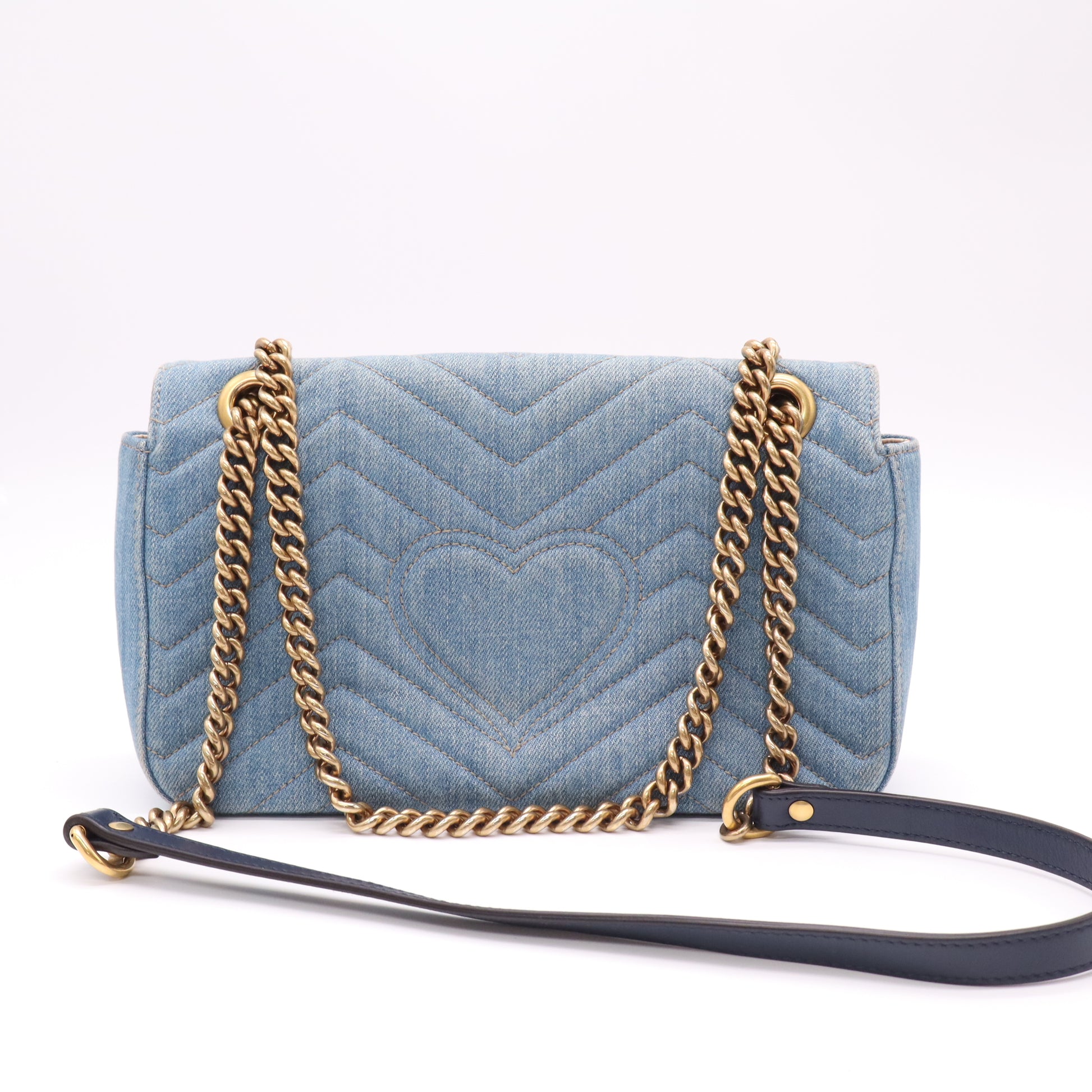 Pearly GG Marmont Flap Bag Matelasse Denim Small LDM-1715
