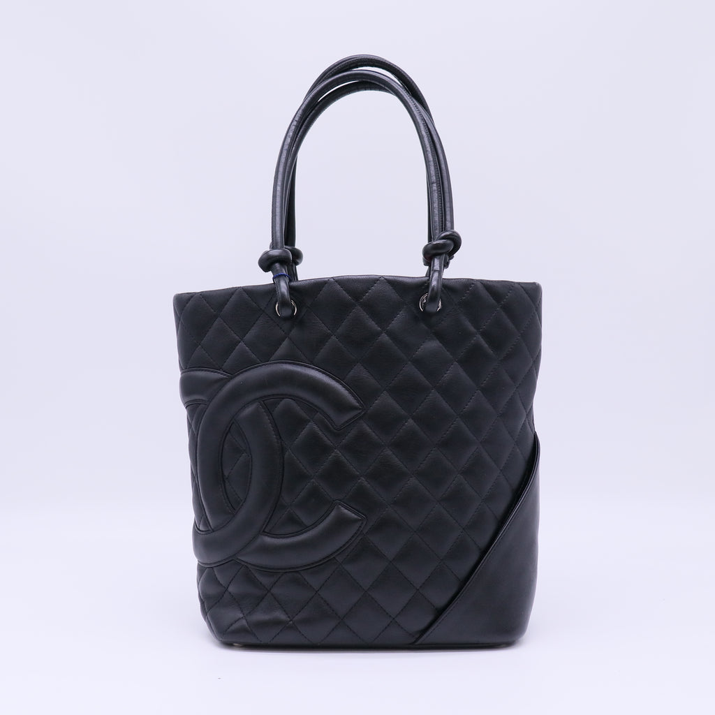 Chanel Calfskin Quilted Medium Cambon Tote Black twins LDJ4669
