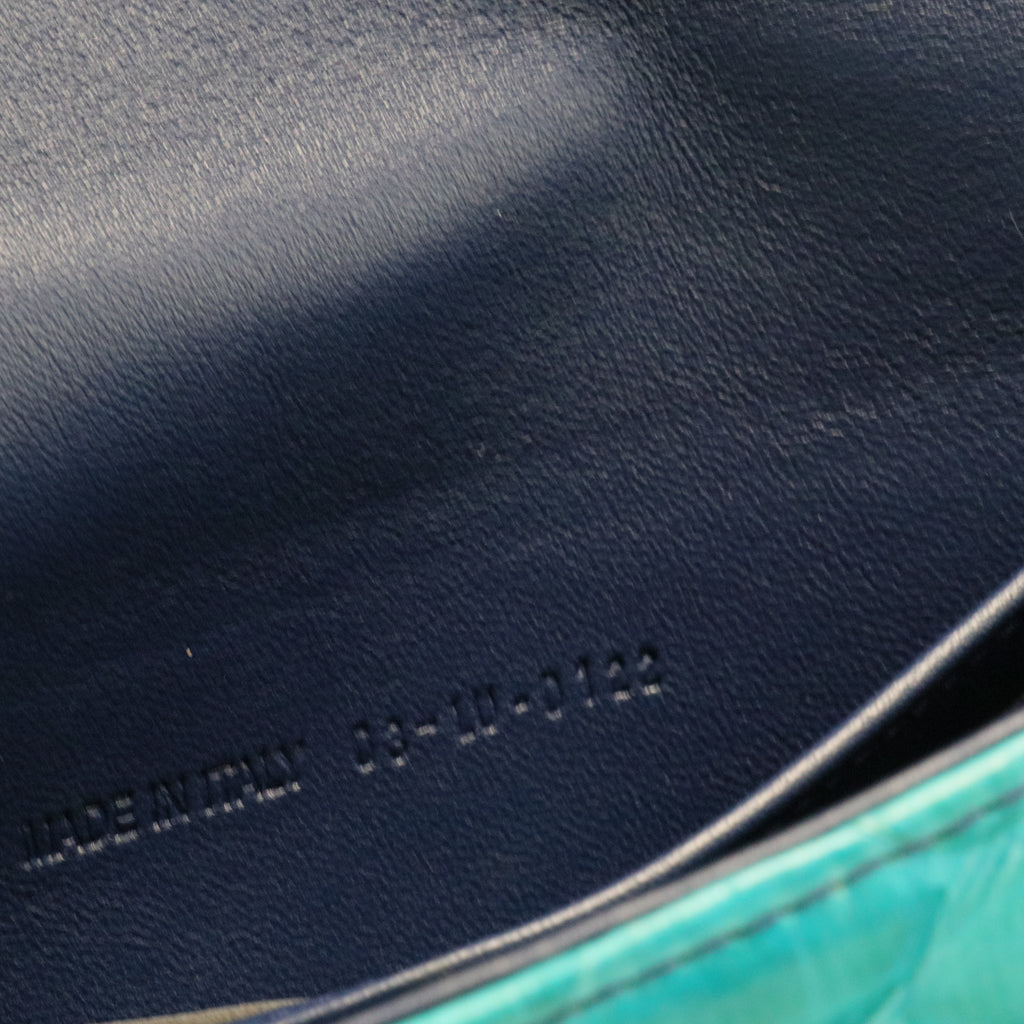 Blue Multicolor Python Snakeskin Chain Clutch Bag
