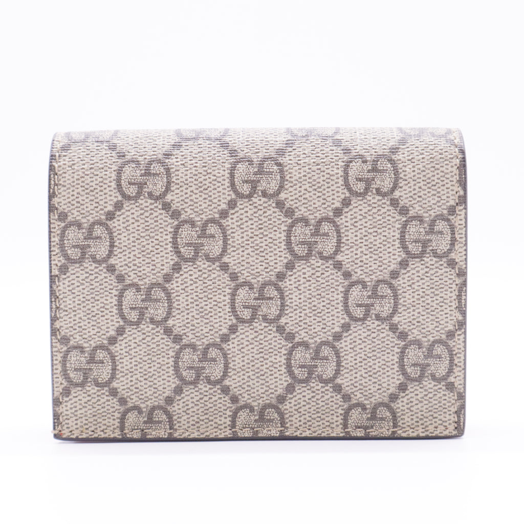 GG Supreme Monogram Cherry Embellished Card Case Wallet