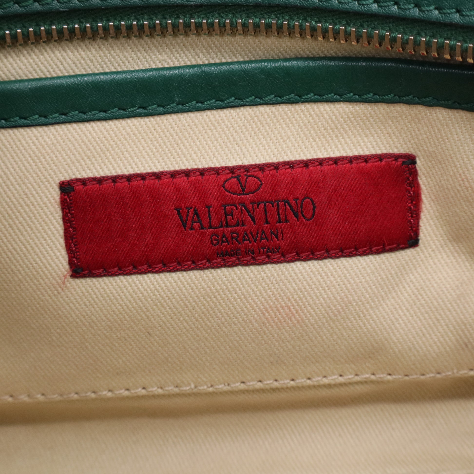 Green Leather Rockstud Trapeze Tote Twins