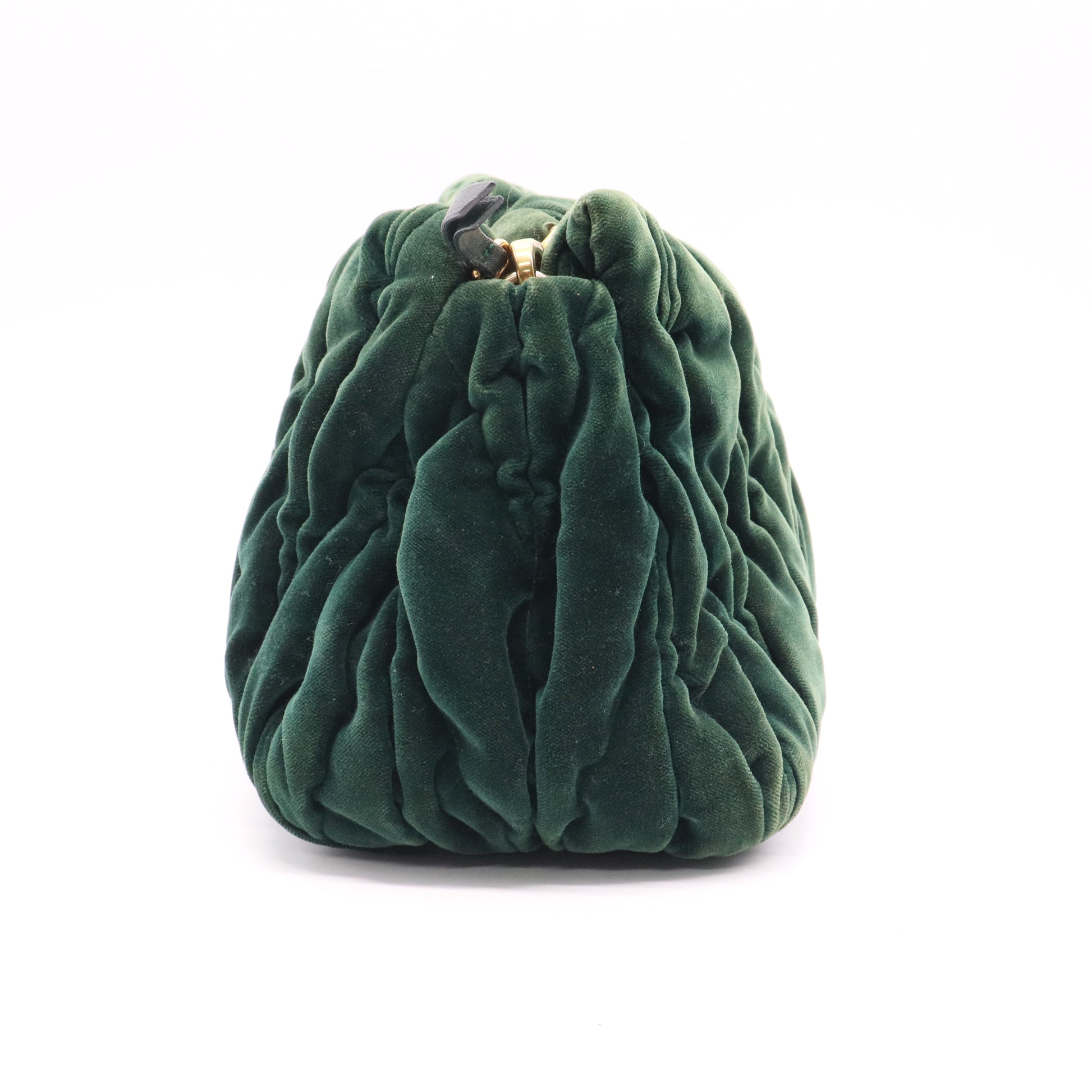 Miu Miu Matelassé Velvet Shoulder Bag In Emerald Green Twins