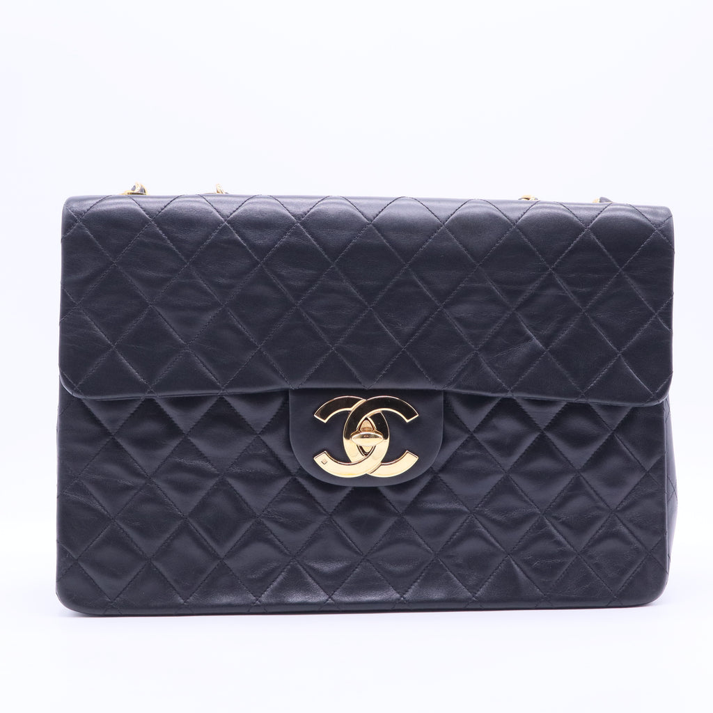 Lambskin Quilted XL Jumbo Single Flap Black B12233