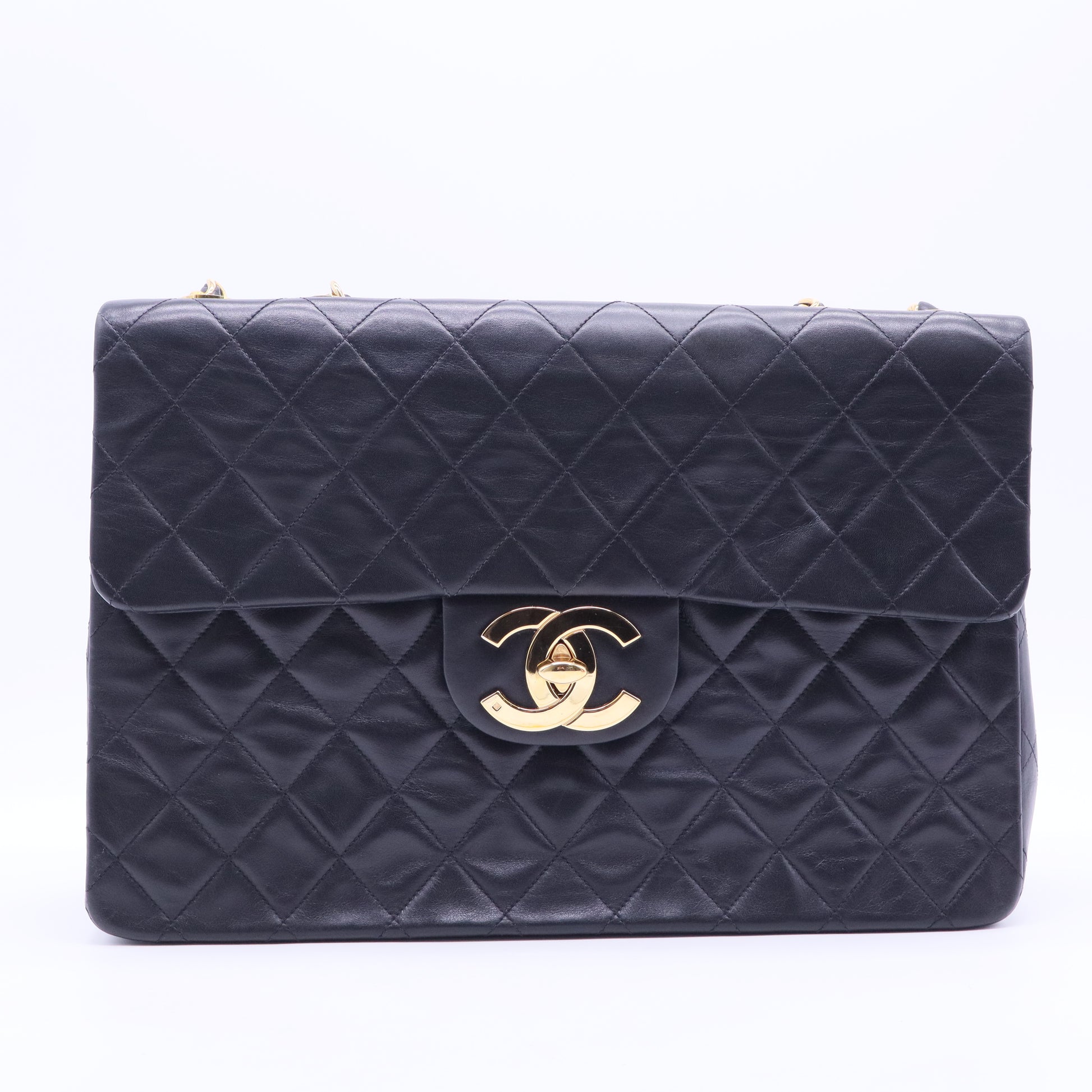 Lambskin Quilted XL Jumbo Single Flap Black B12233