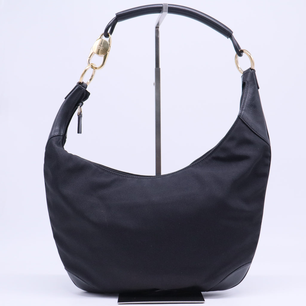 Leather-Trimmed Nylon Hobo B20436